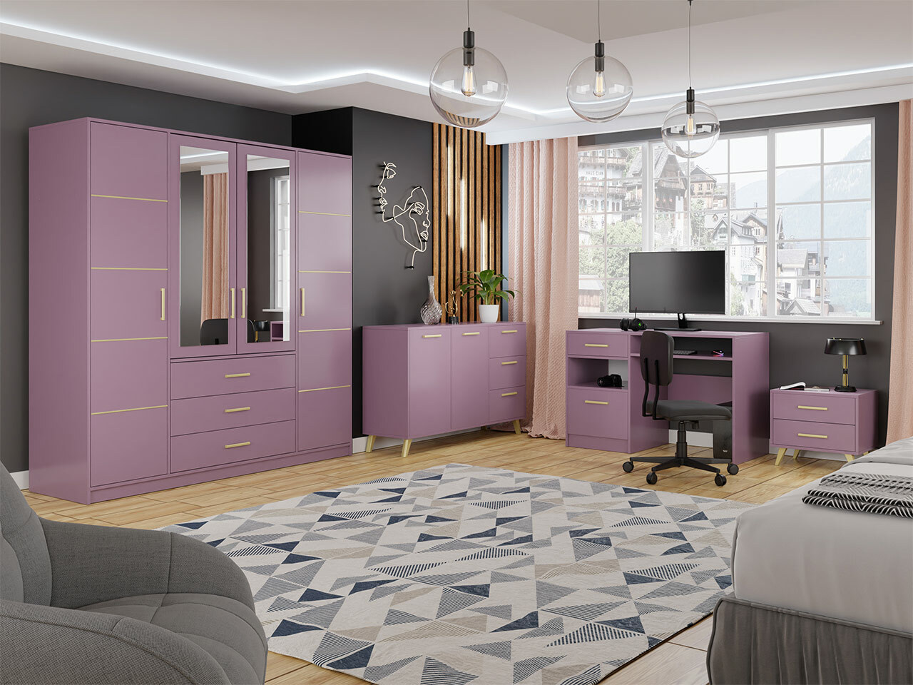 Гардероб Rosa I (Пурпурен)