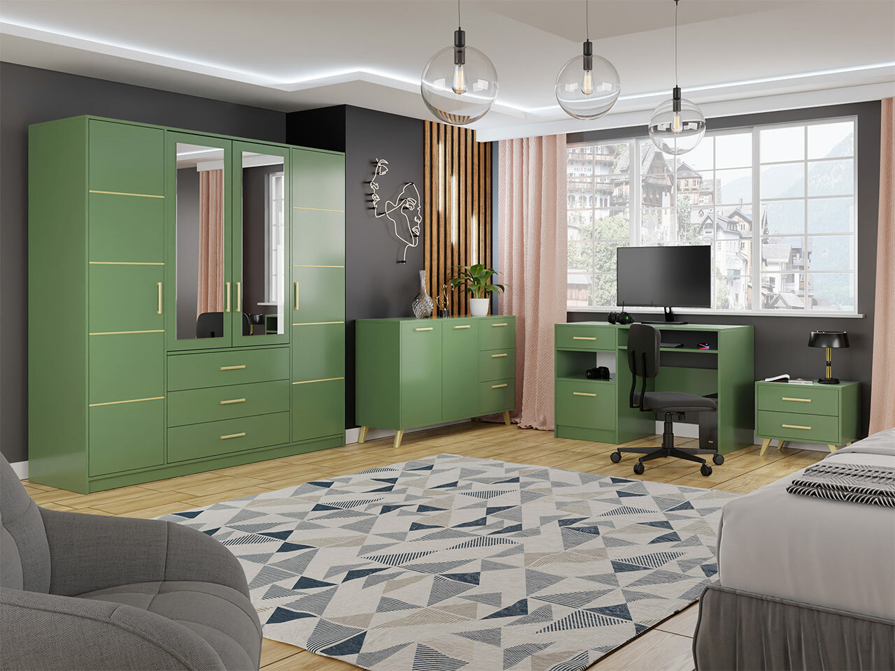 Гардероб Rosa I (Зелен)