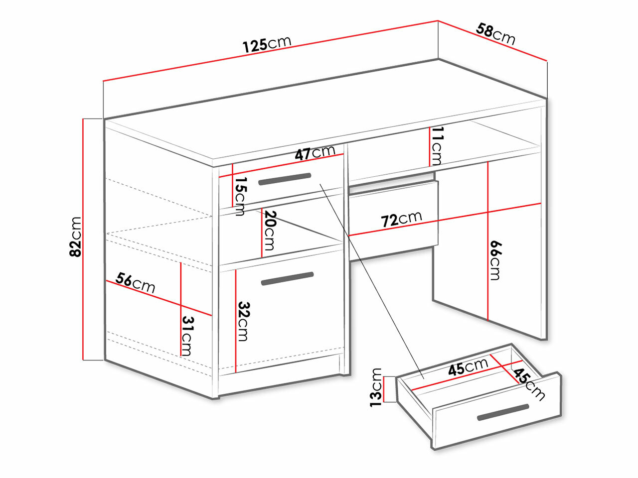 Офис бюро Dortivu 158 (Бял)