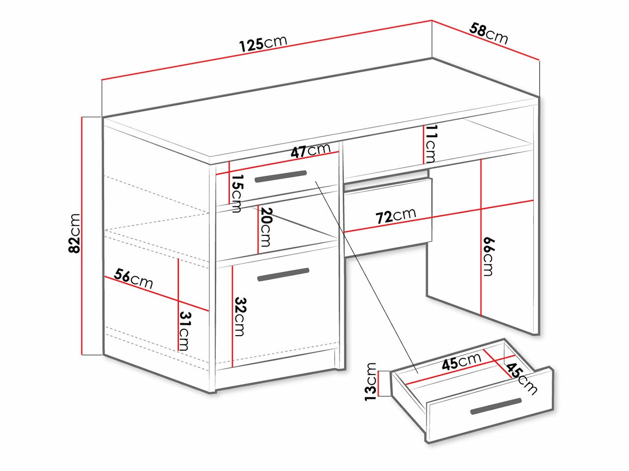 Офис бюро Dortivu 158 (Графит)