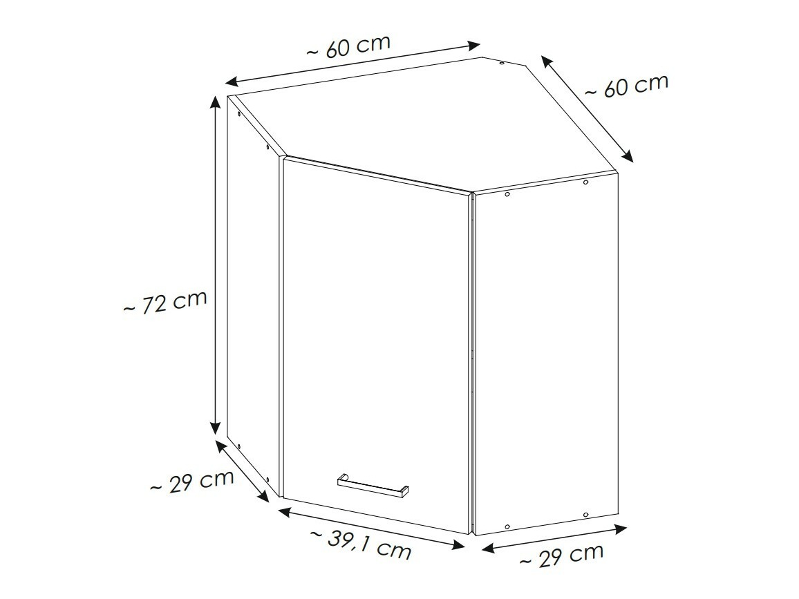 Модулен окачен ъглов шкаф Quti 119