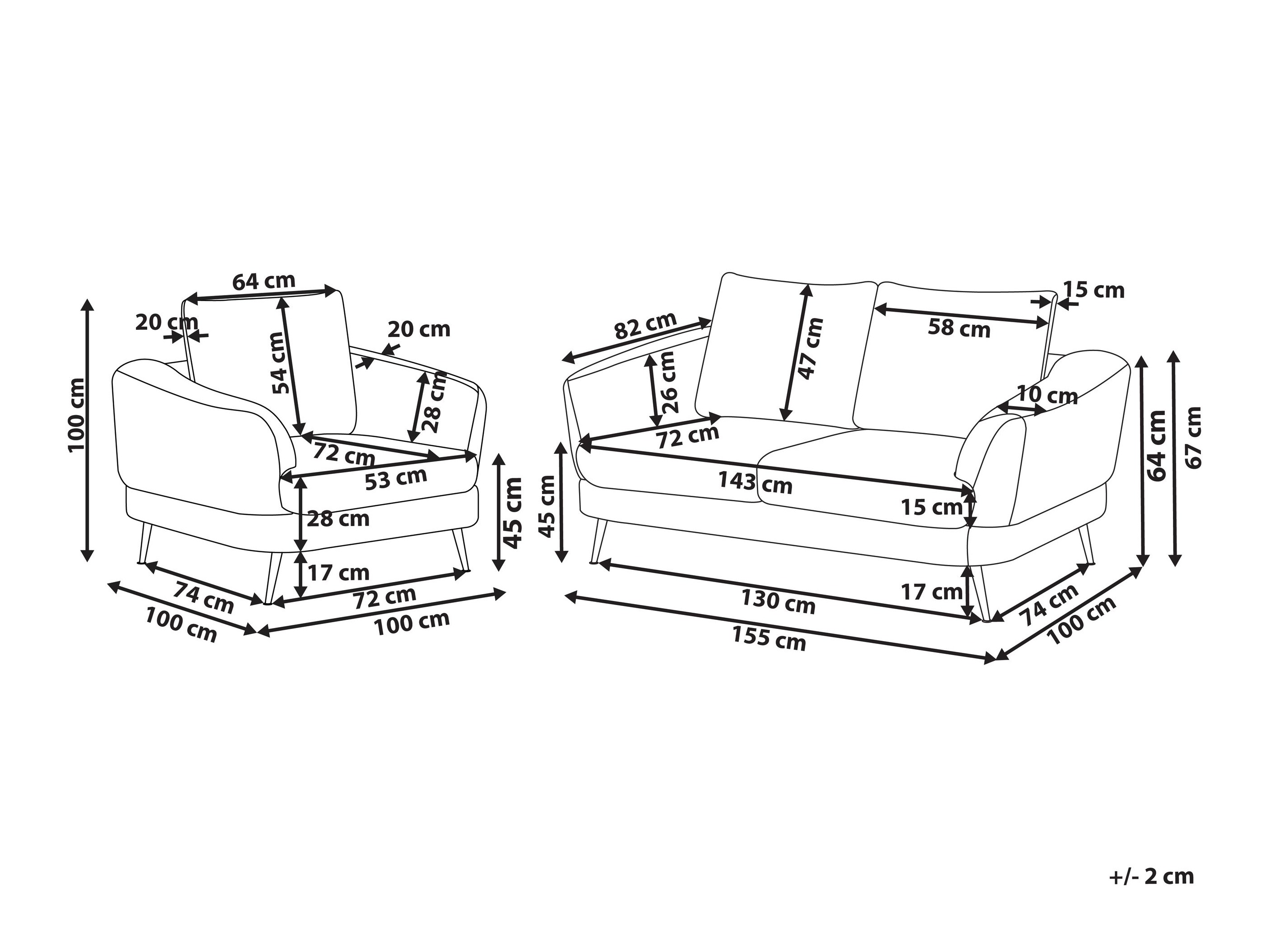 Комплект мека мебел Berwyn 2902 (Бял)