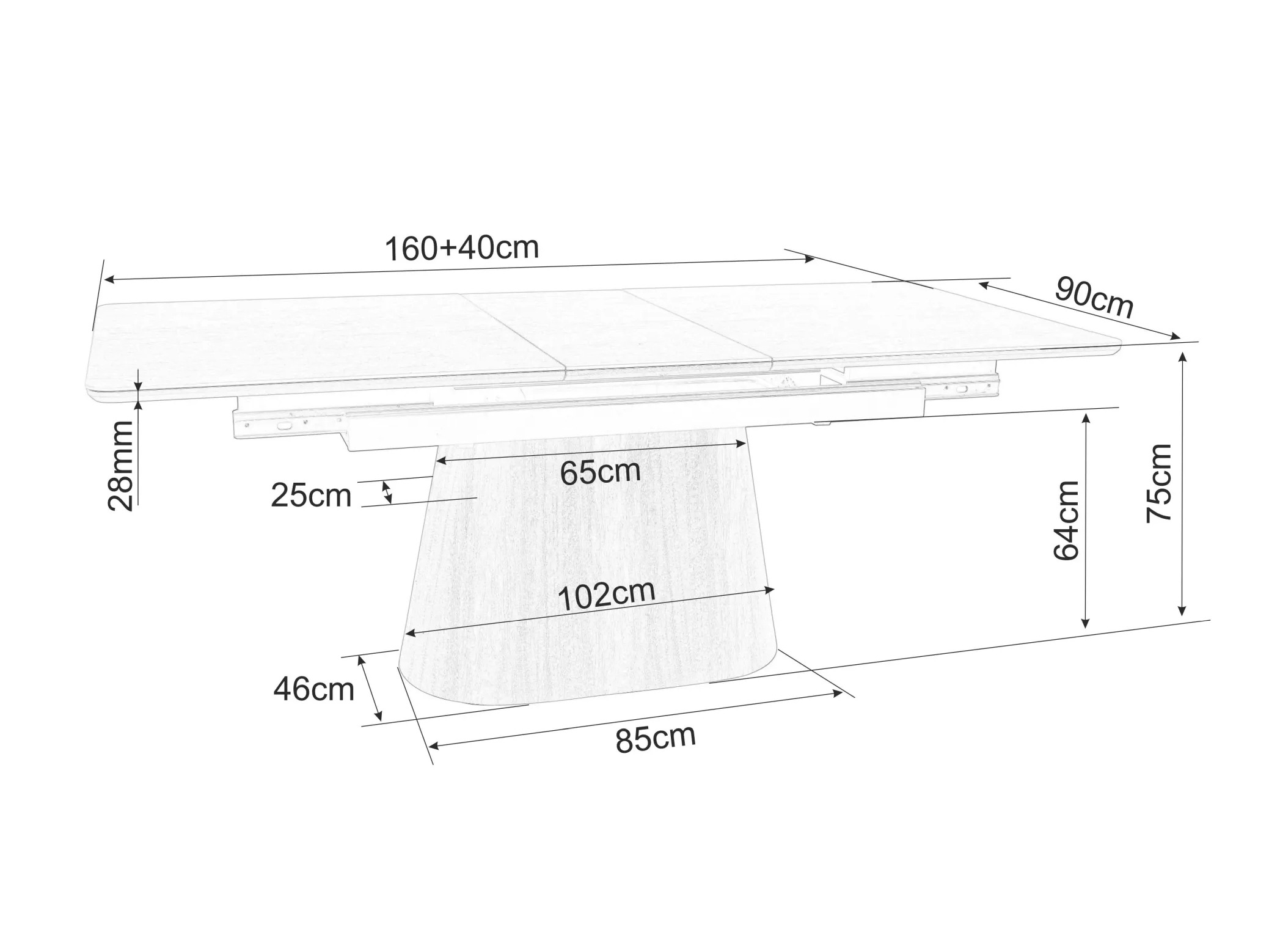 Маса Detroit 932 (Черен + Орех)