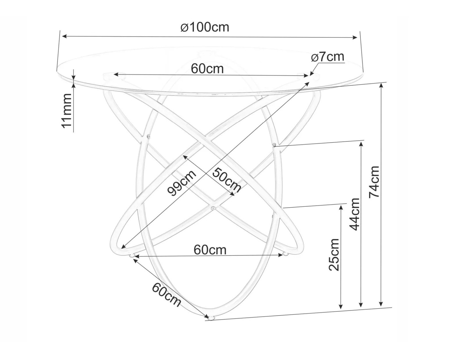 Маса Detroit 933 (Черен)