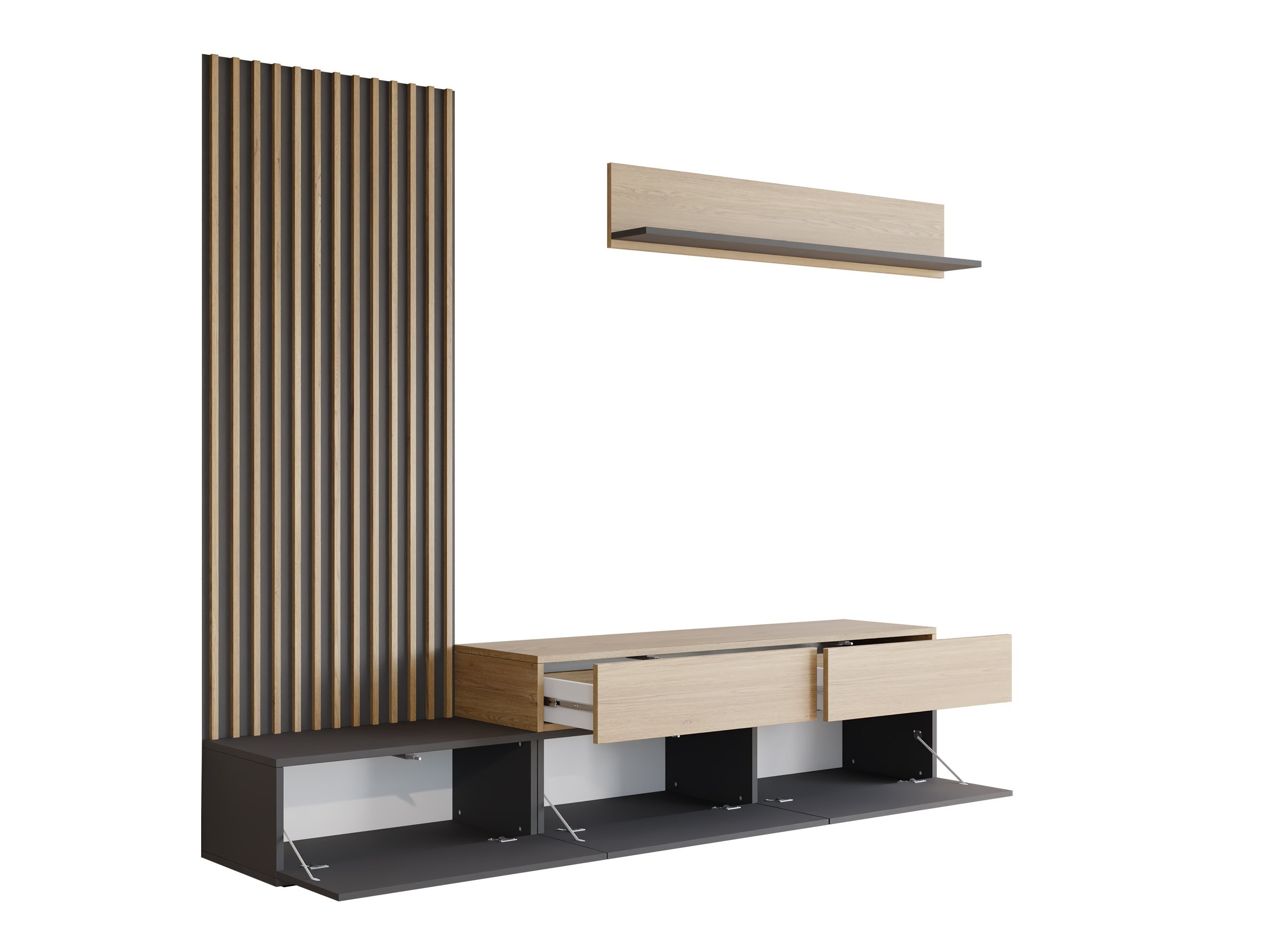 Комплект за хол Comfivo 496 (Бял + Дъб)