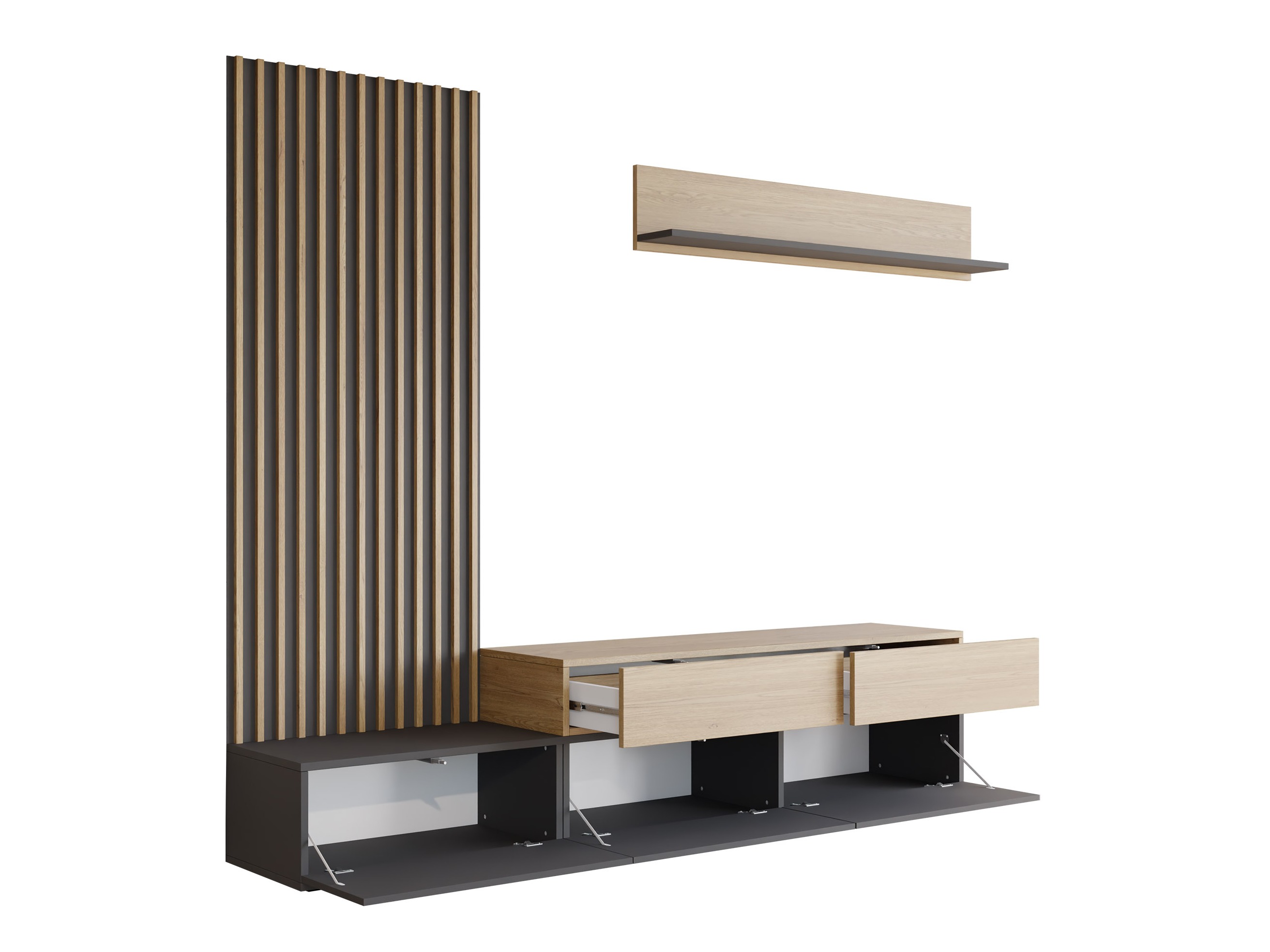 Комплект за хол Comfivo 496 (Графит + Дъб)