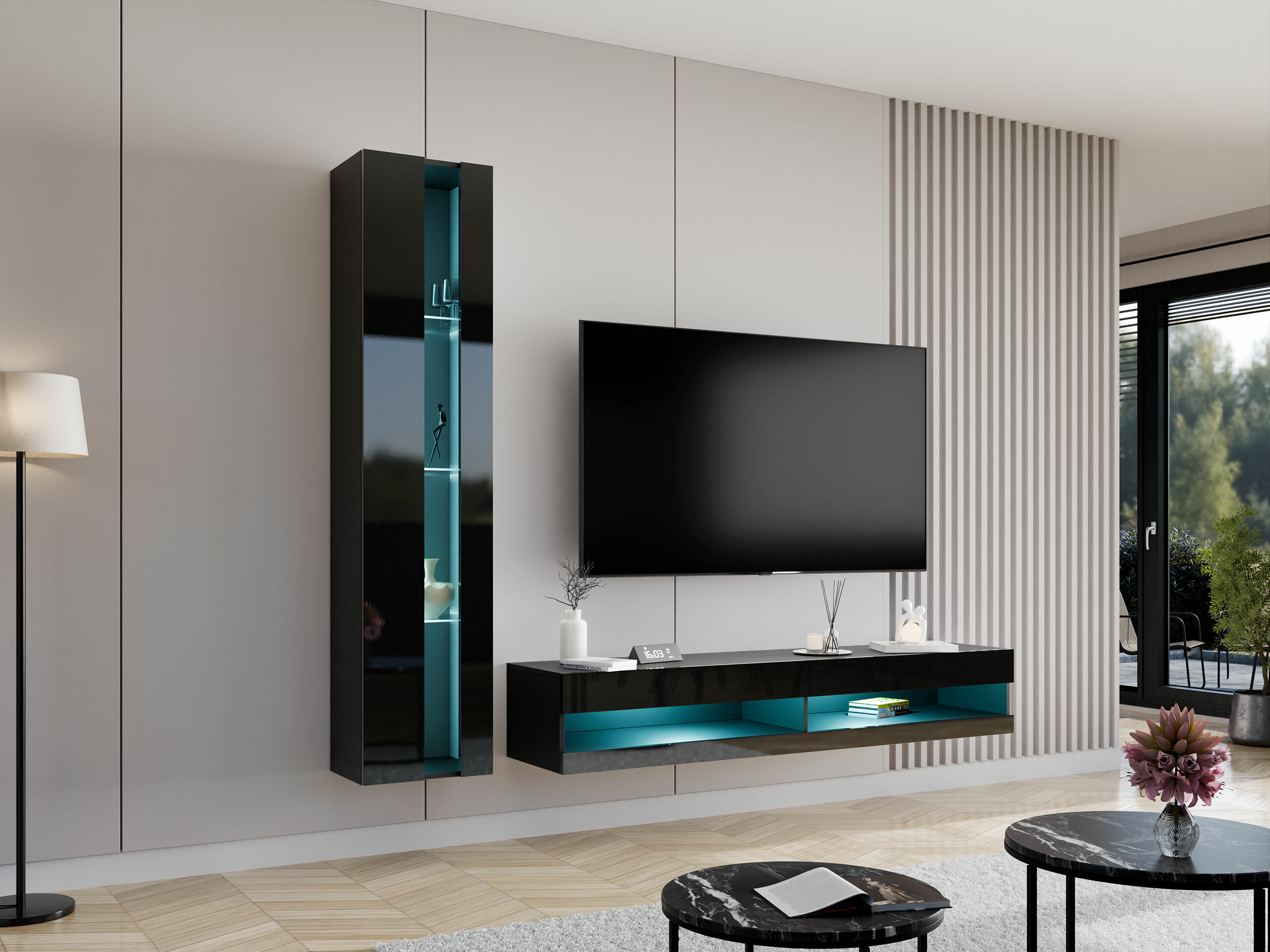 Комплект за хол Venenou 118 (Черен + Черен гланц)