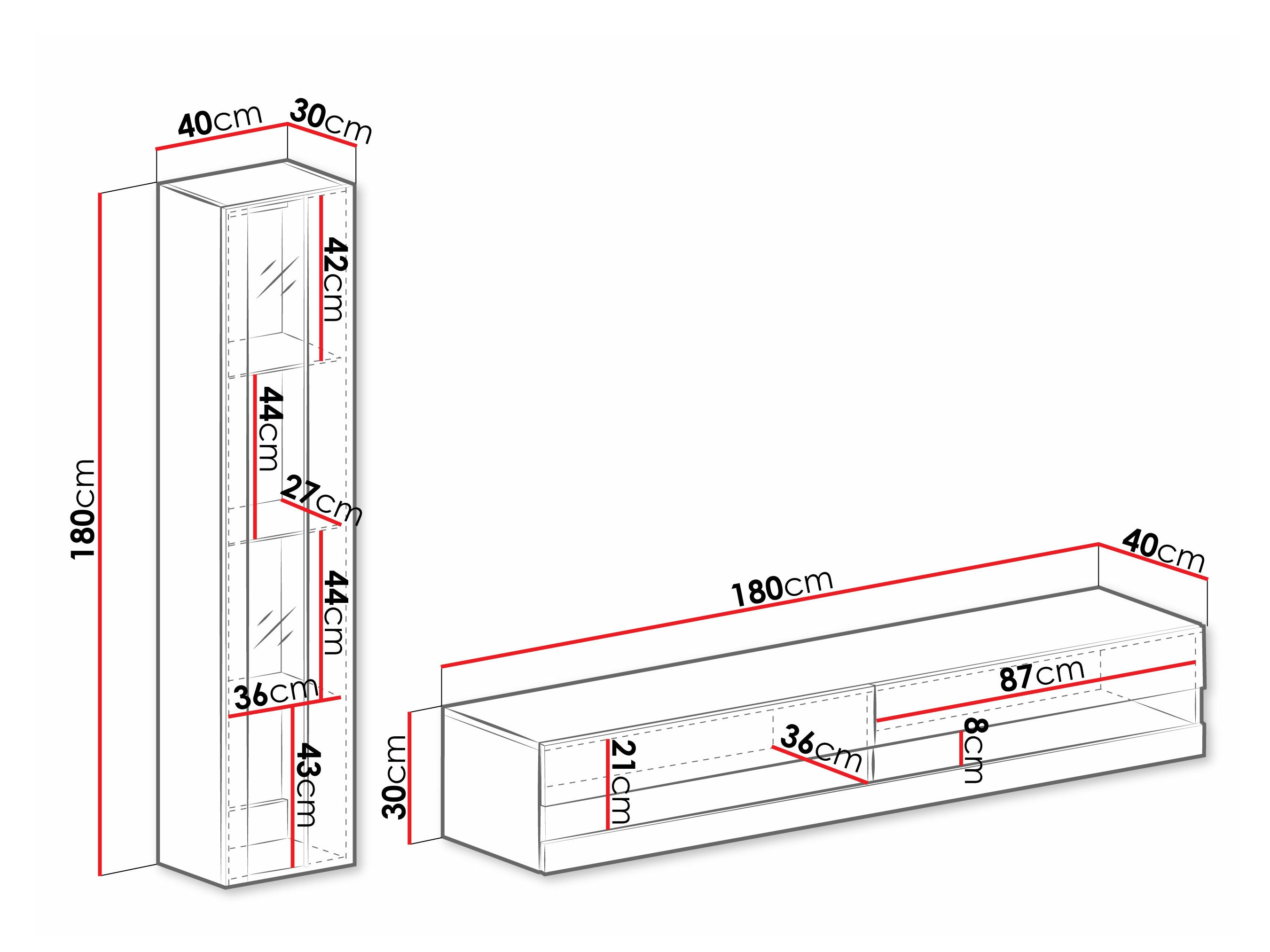 Комплект за хол Venenou 118 (Черен + Черен гланц)