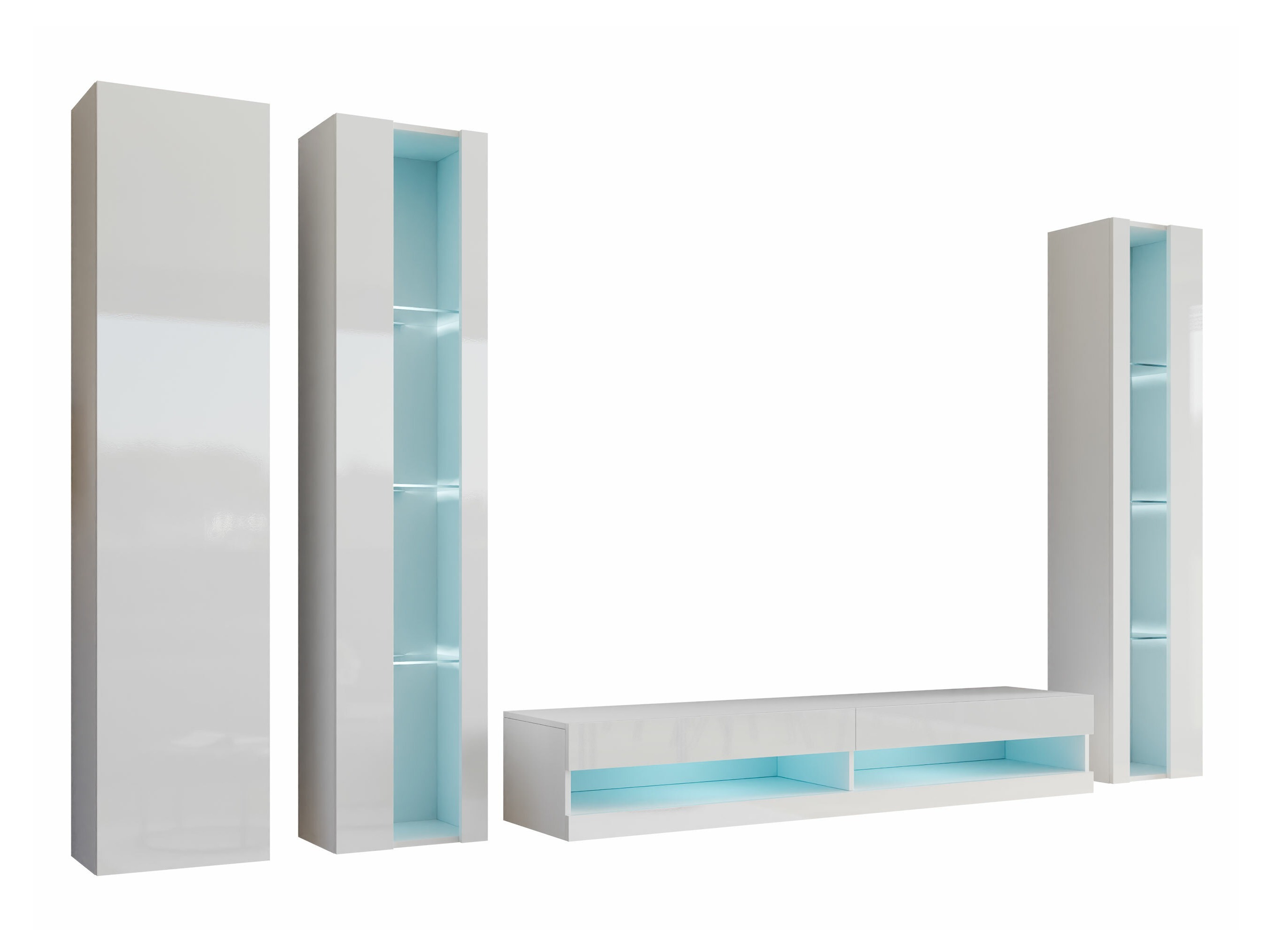 Комплект за хол Vilrin VII (Бял + Бял гланц)