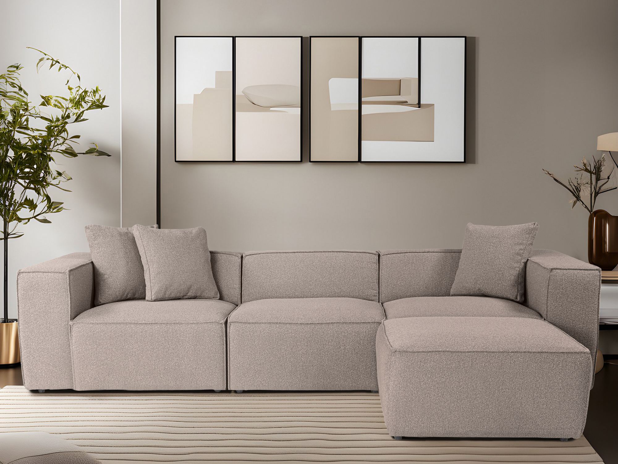 Модулен ъглов диван Fivsoi 102 (Бежов)