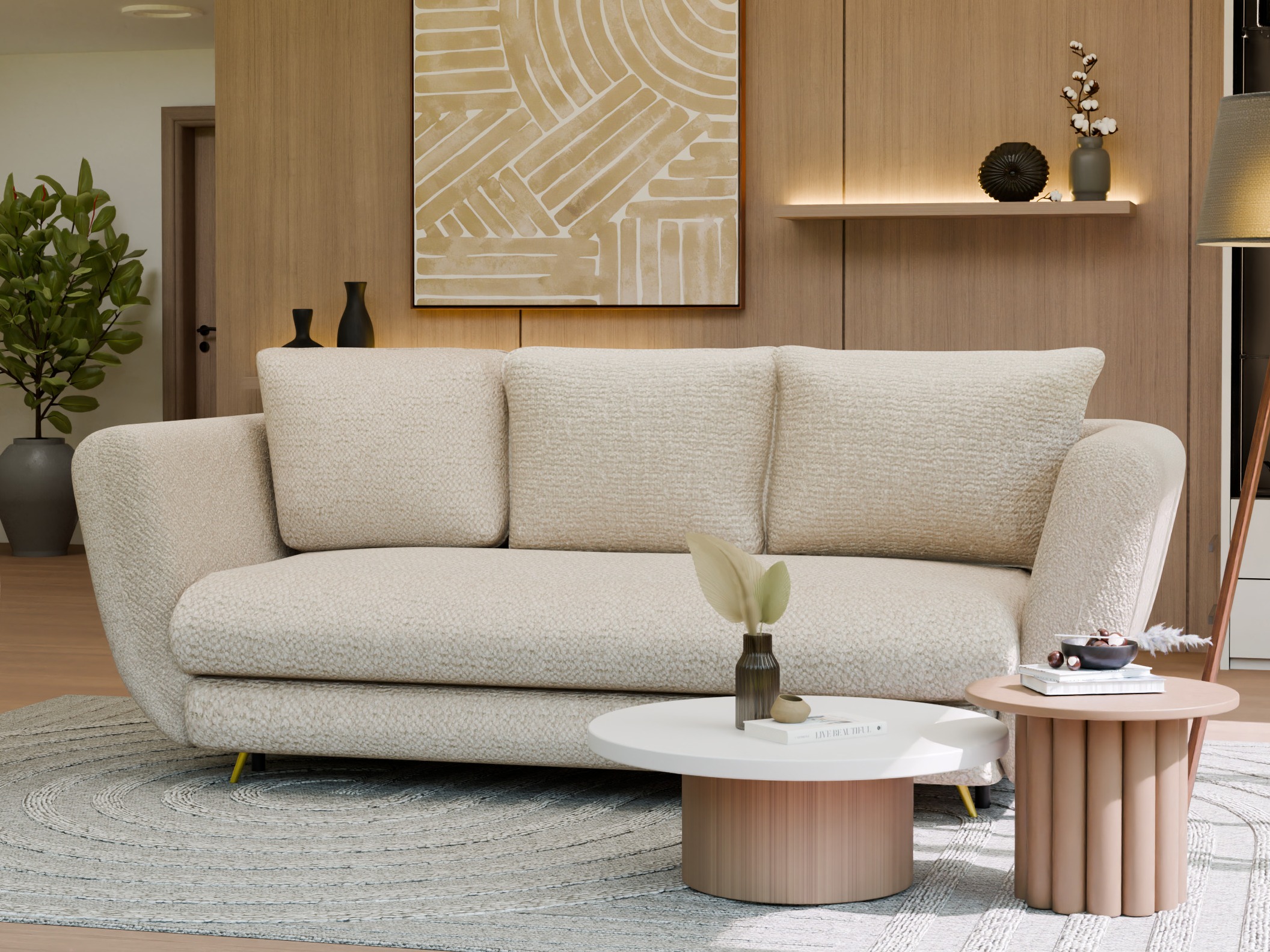 Разтегателен диван Mandeville 354 (Златно + Черен)