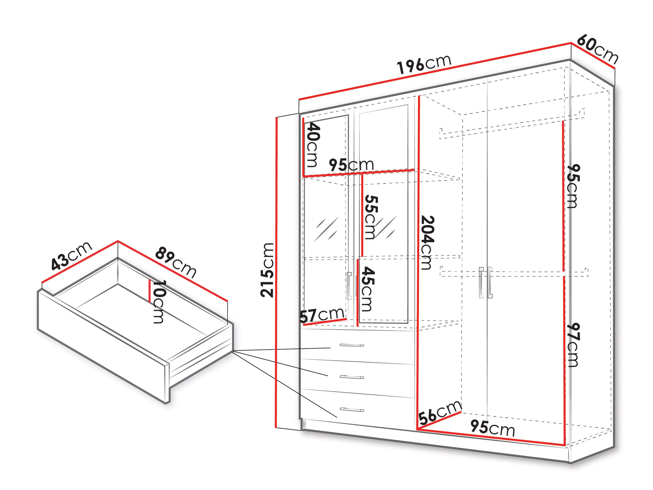 Гардероб Fungar (Бял)