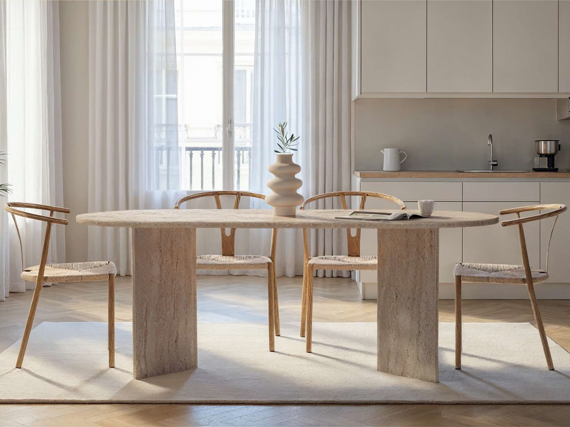 Маса Novato 138 (Лек травертин)