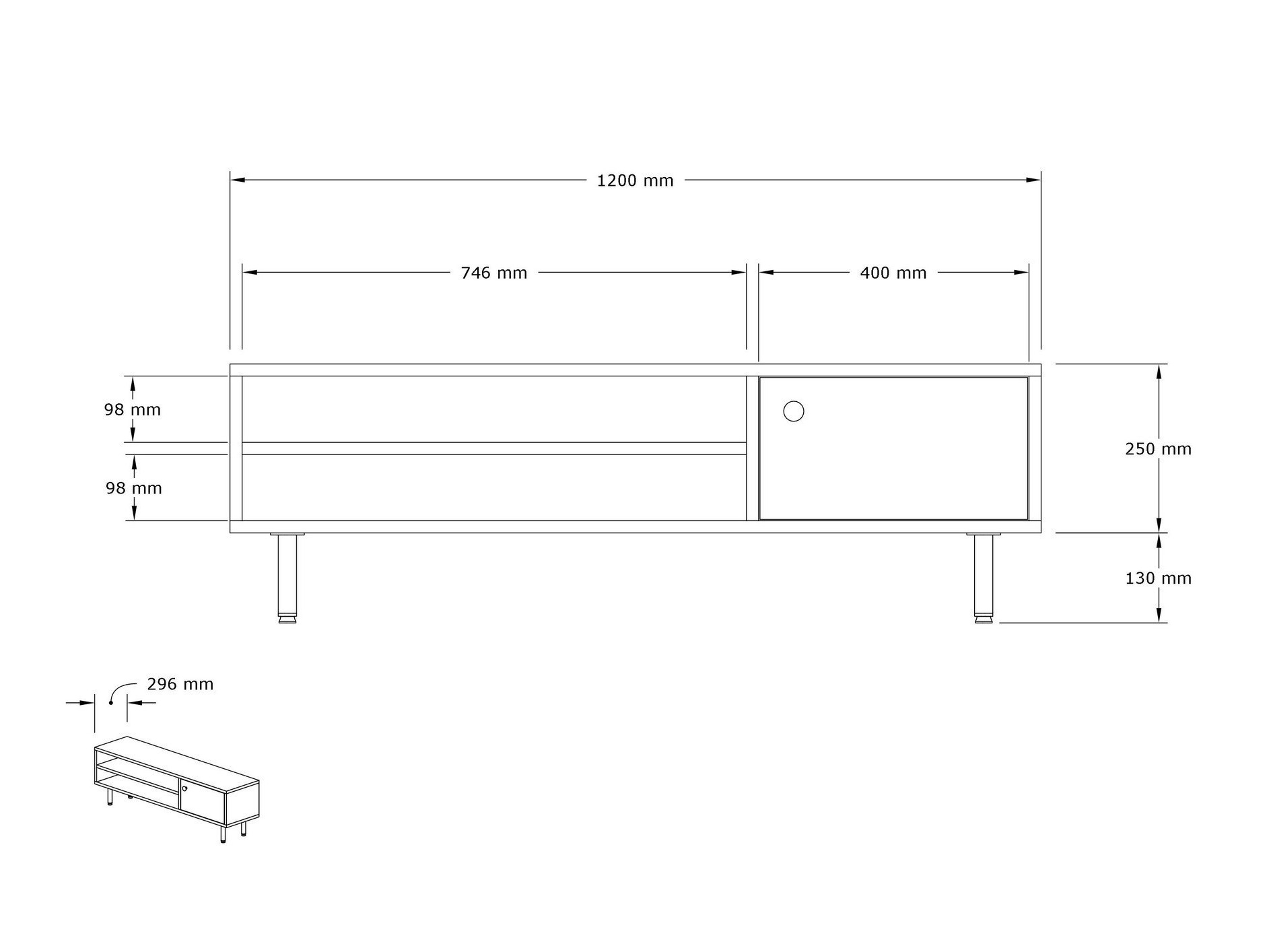 ТВ шкаф Kailua 2224 (Дъб)