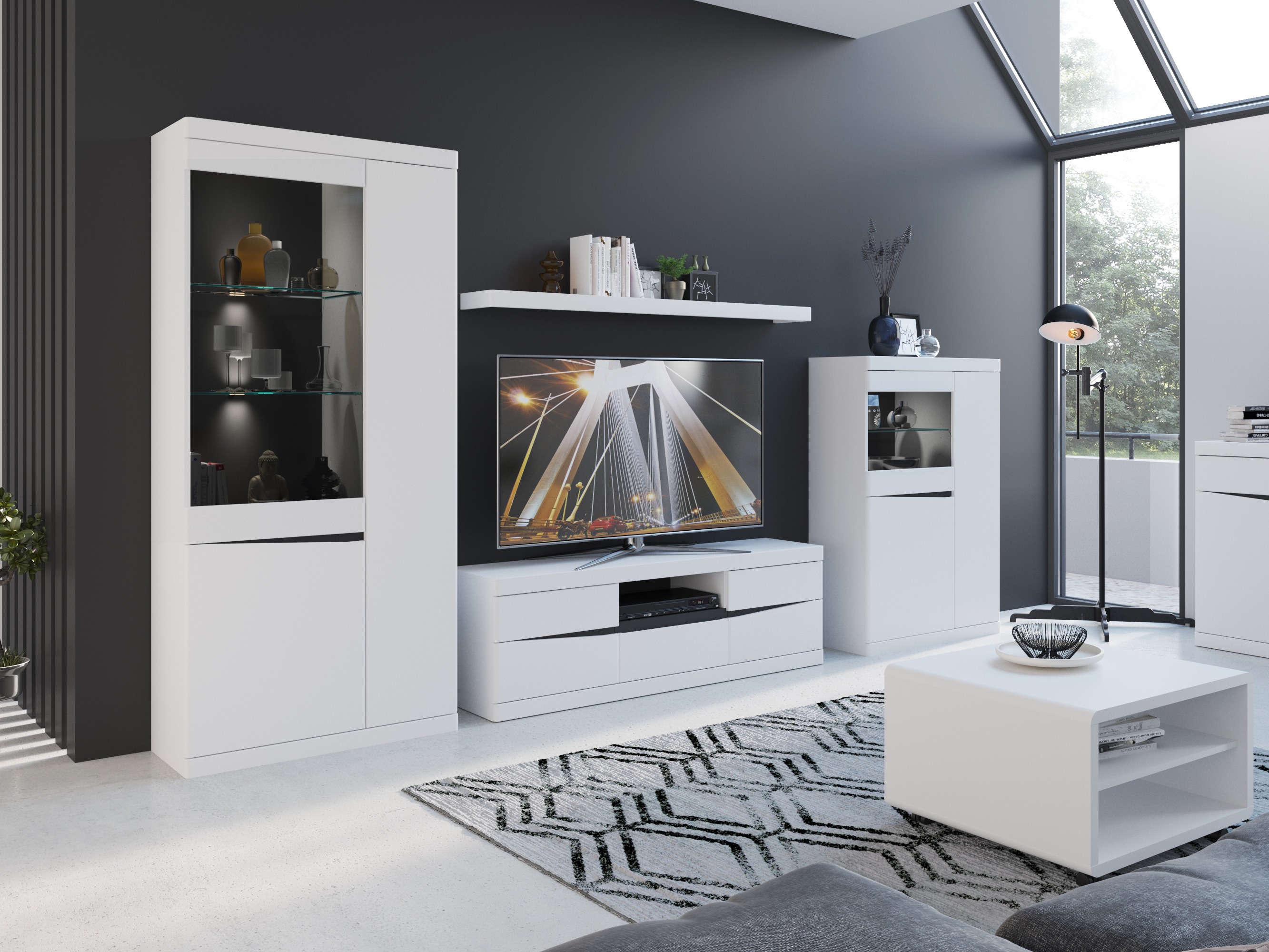 Етажерка Venlori 128 (Бял + Графит)