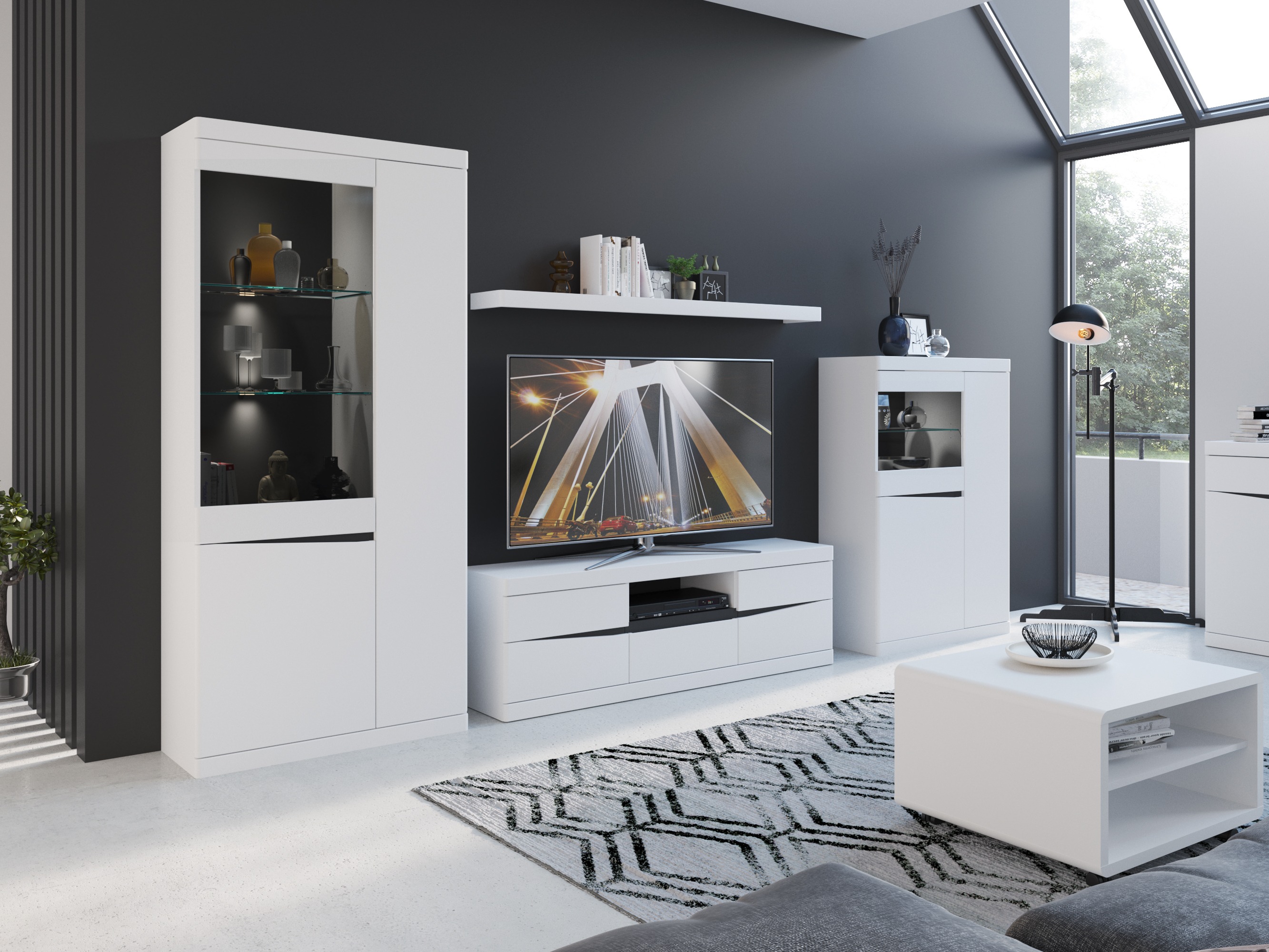 Етажерка Venlori 129 (Бял + Графит)