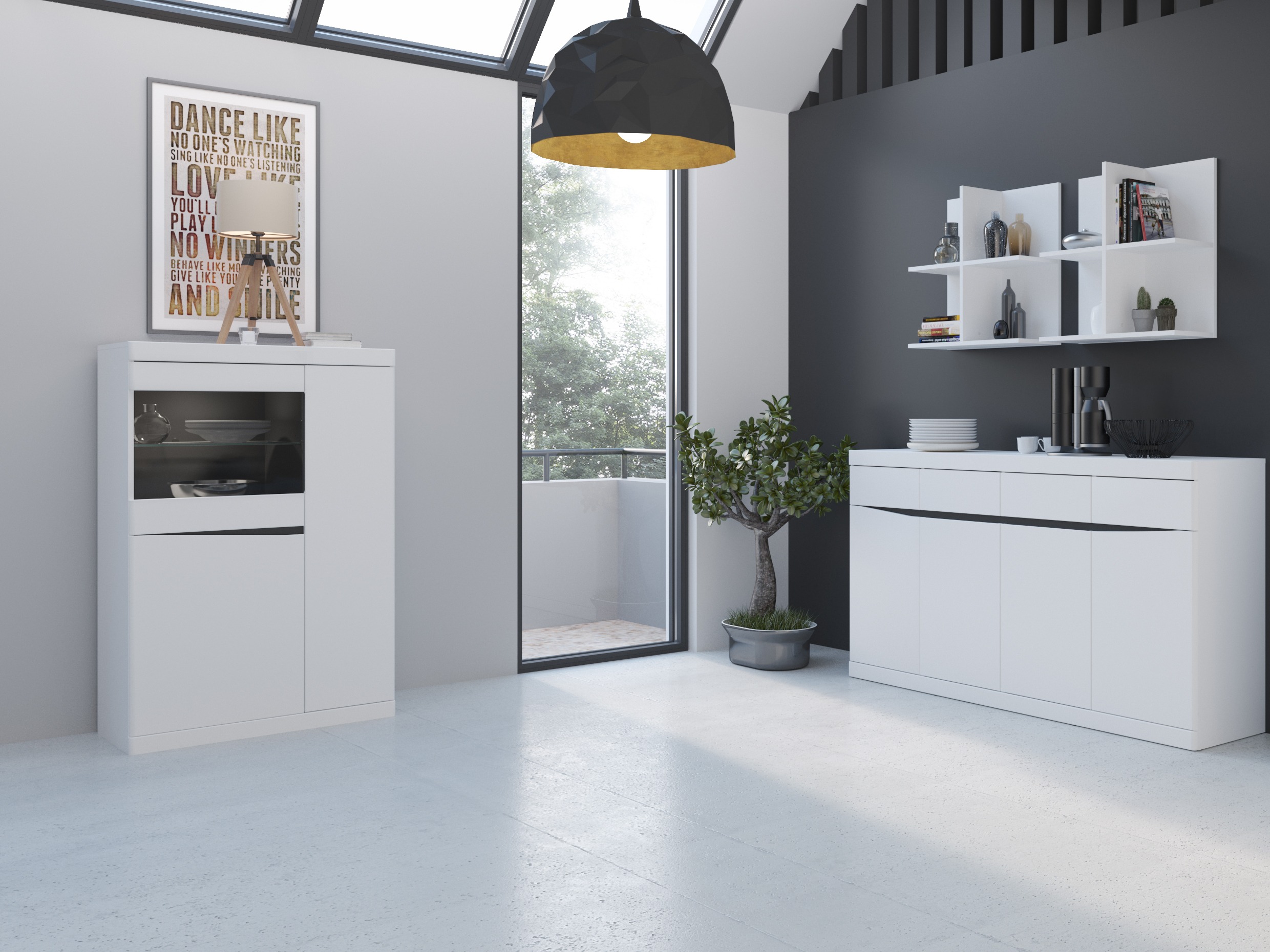 Етажерка Venlori 129 (Бял + Графит)