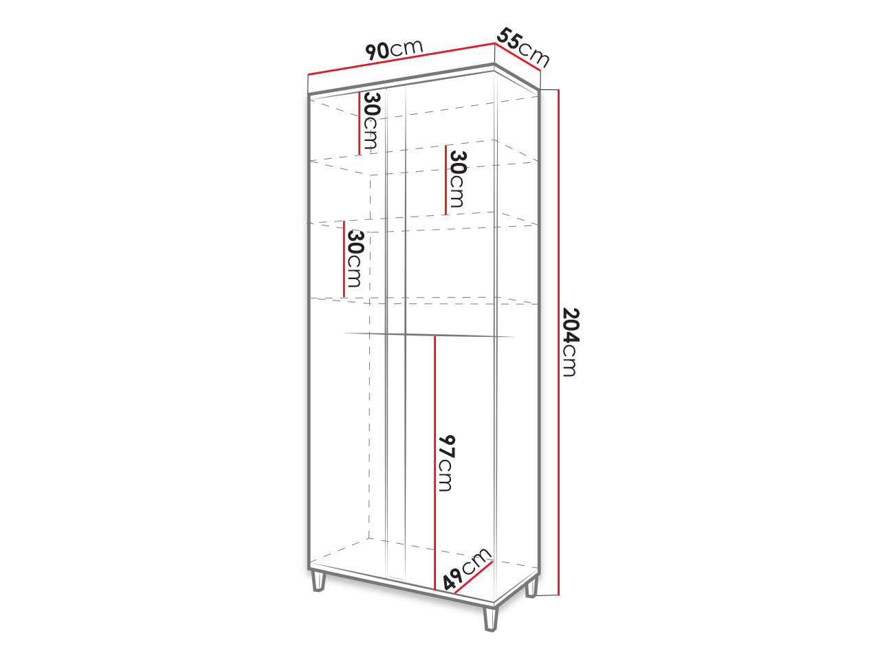 Гардероб Livseri 114 (Бял + Бял гланц + Ярък дърво)