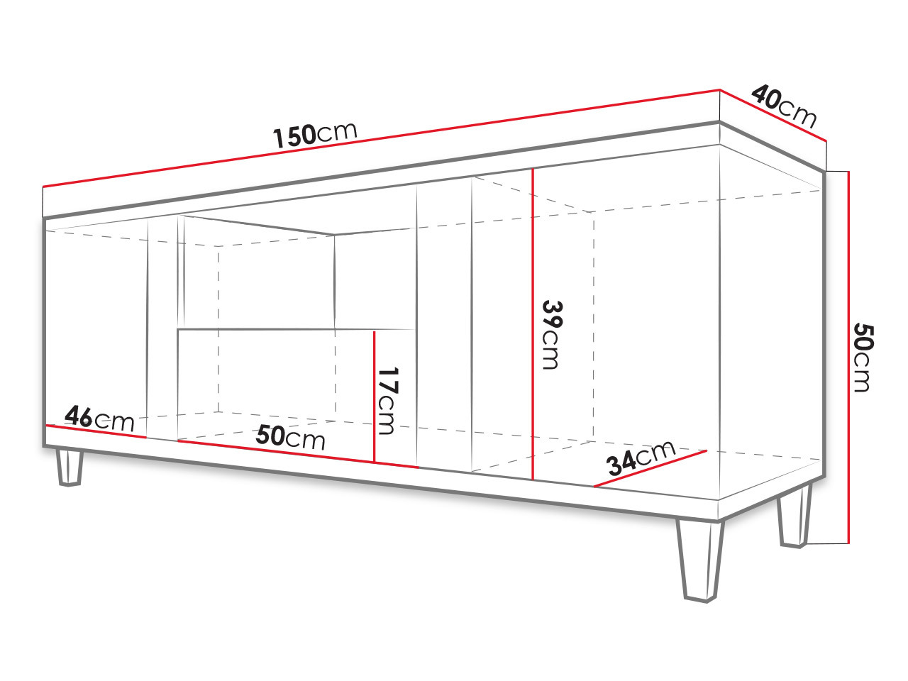 ТВ шкаф Florem (Бял + Бял гланц + Ярък дърво)