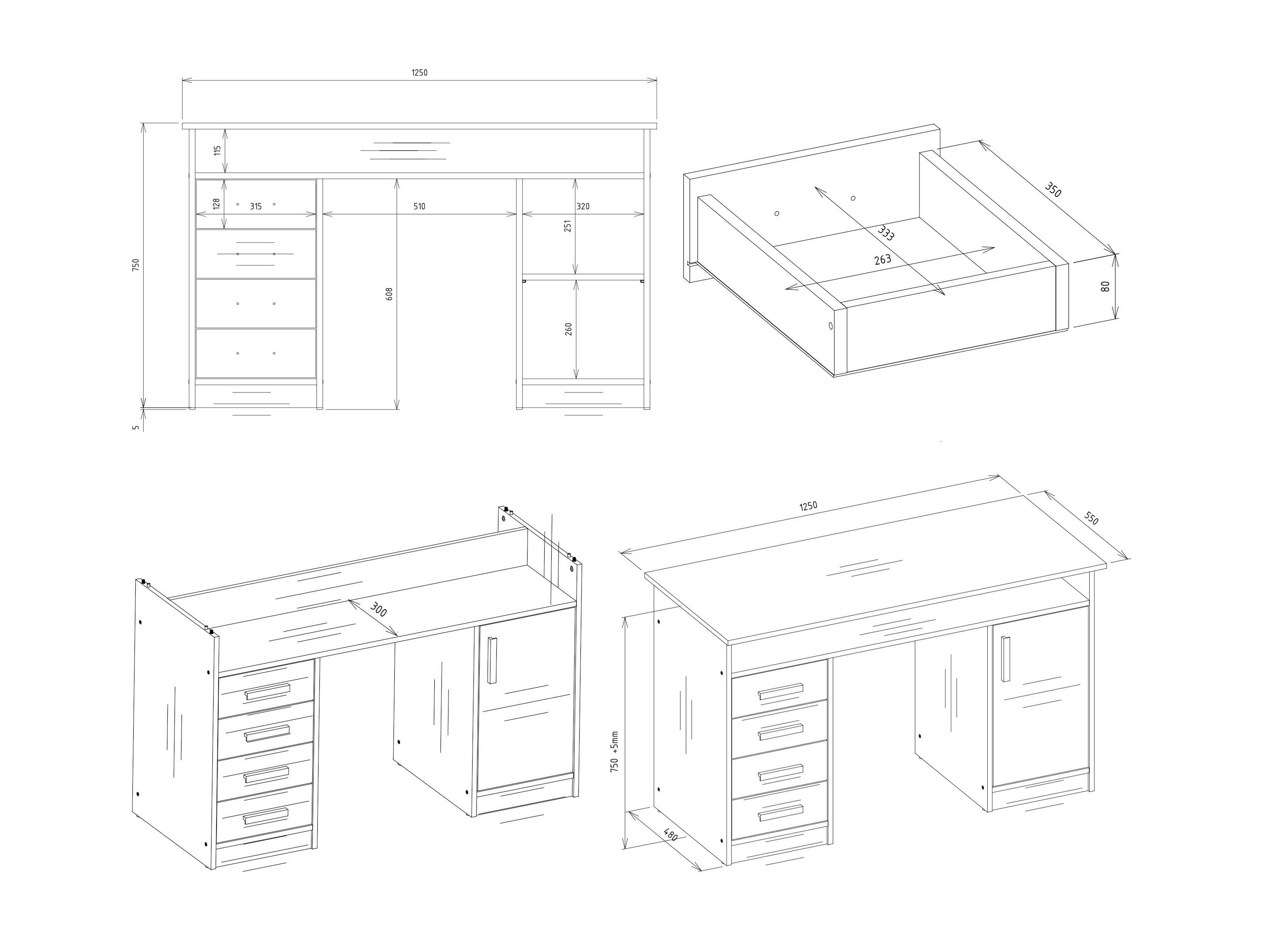Офис бюро Mandeville 329 (Бял)