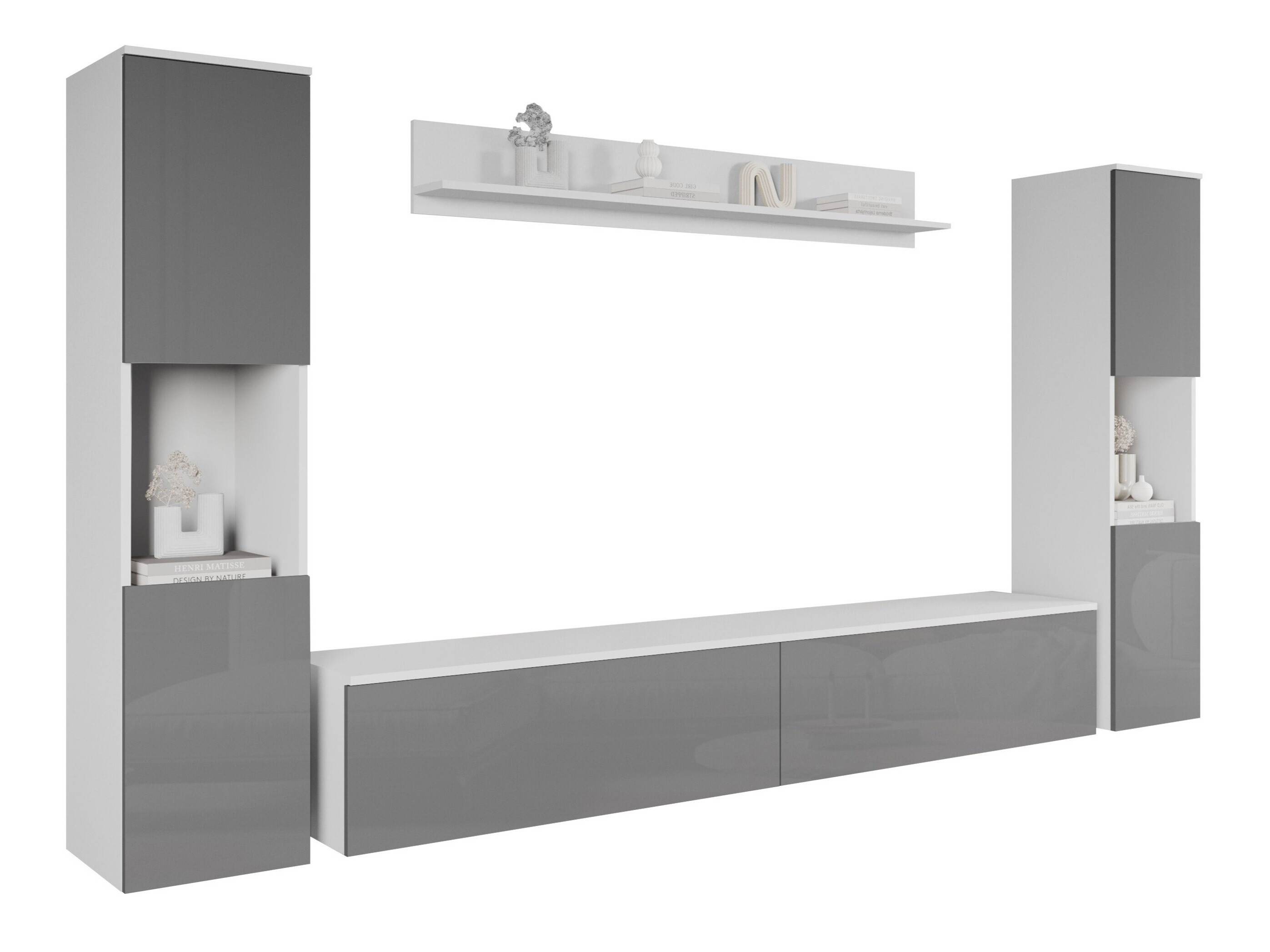 Комплект за хол Sarasota 131 (Бял + Сив гланц)