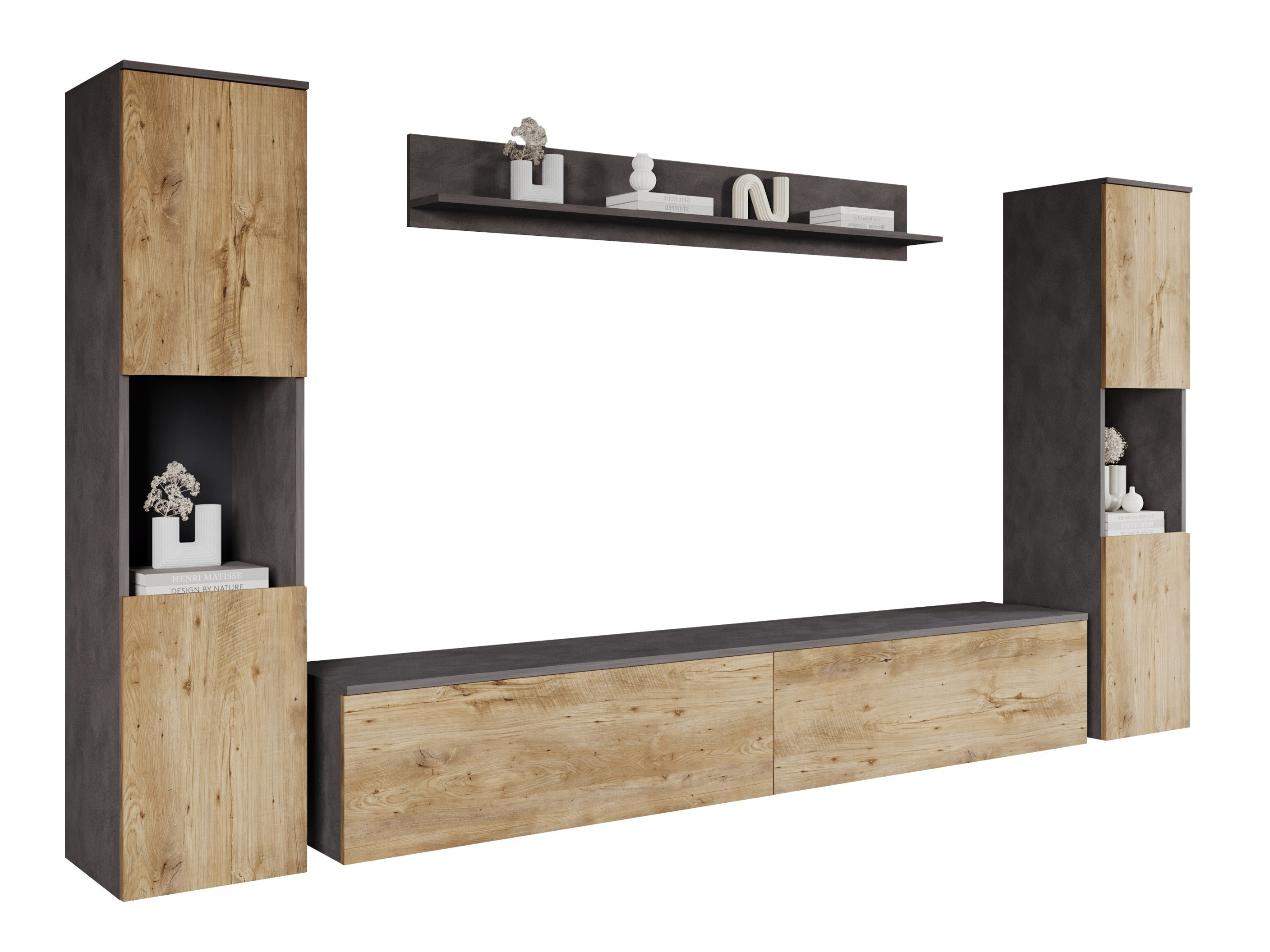 Комплект за хол Sarasota 131 (Matera сив + Кестен)