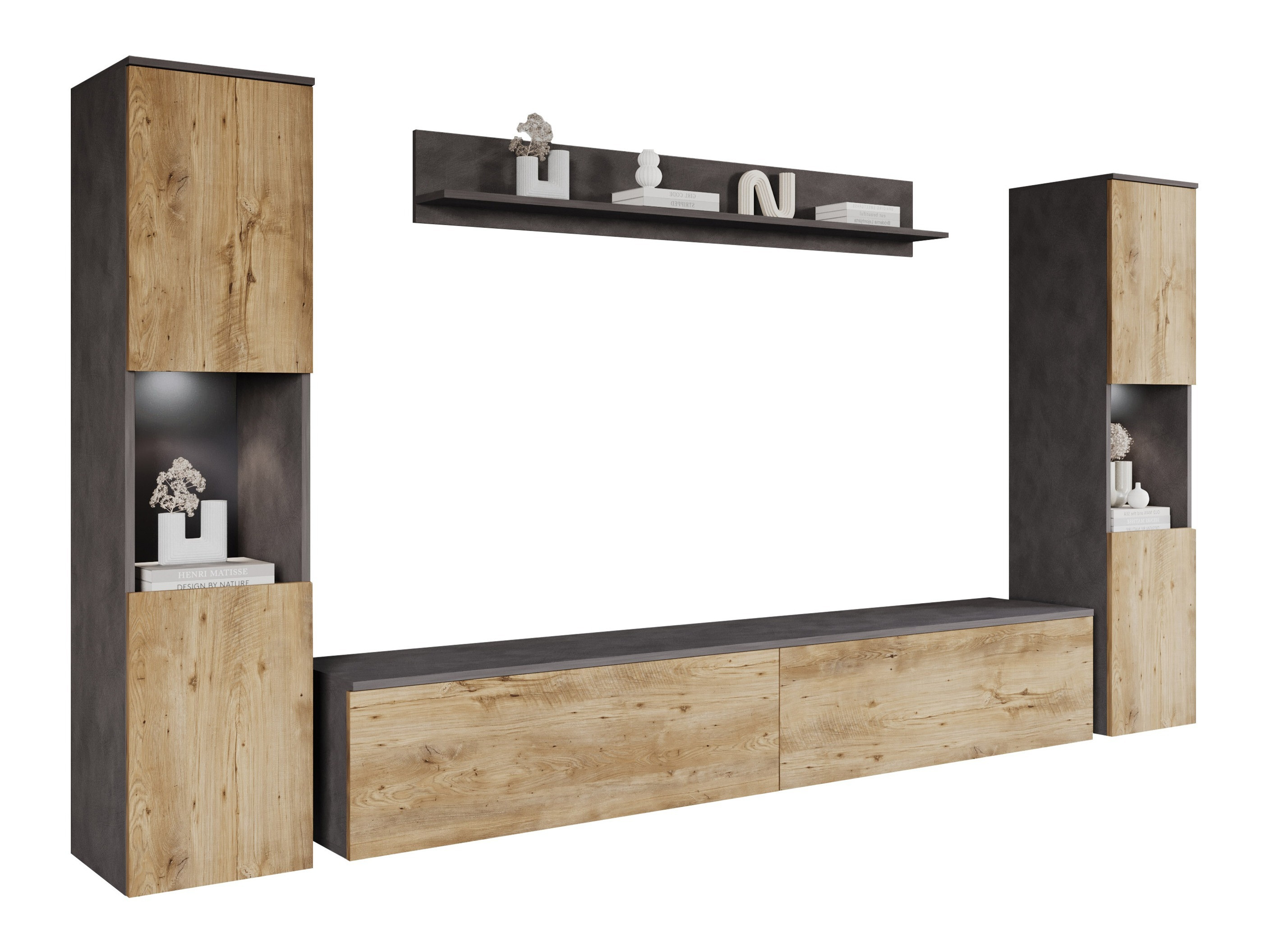 Комплект за хол Sarasota 131 (Matera сив + Кестен)