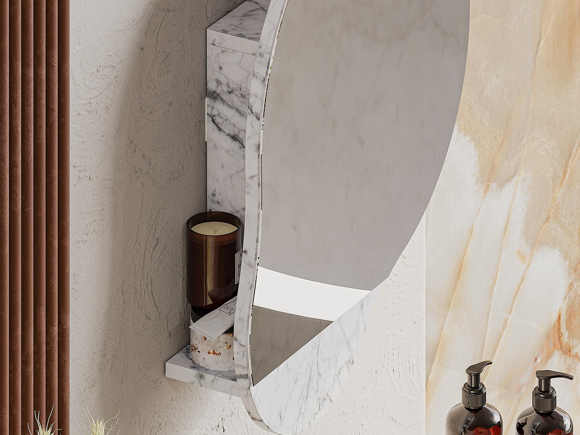 Шкаф за баня с огледало Kailua 2711 (Бял мрамор)