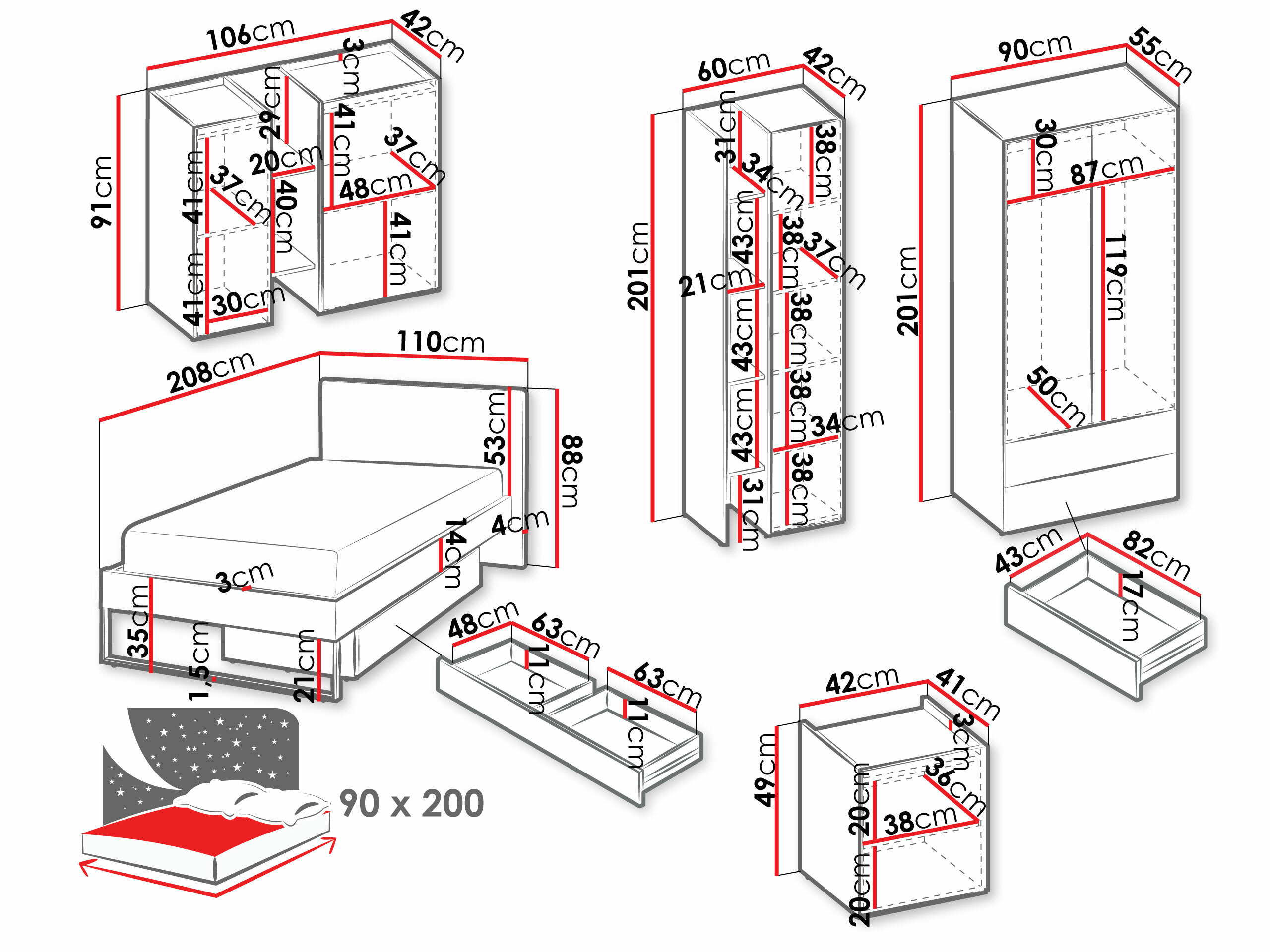 Комплект за спалня Tivseva 114