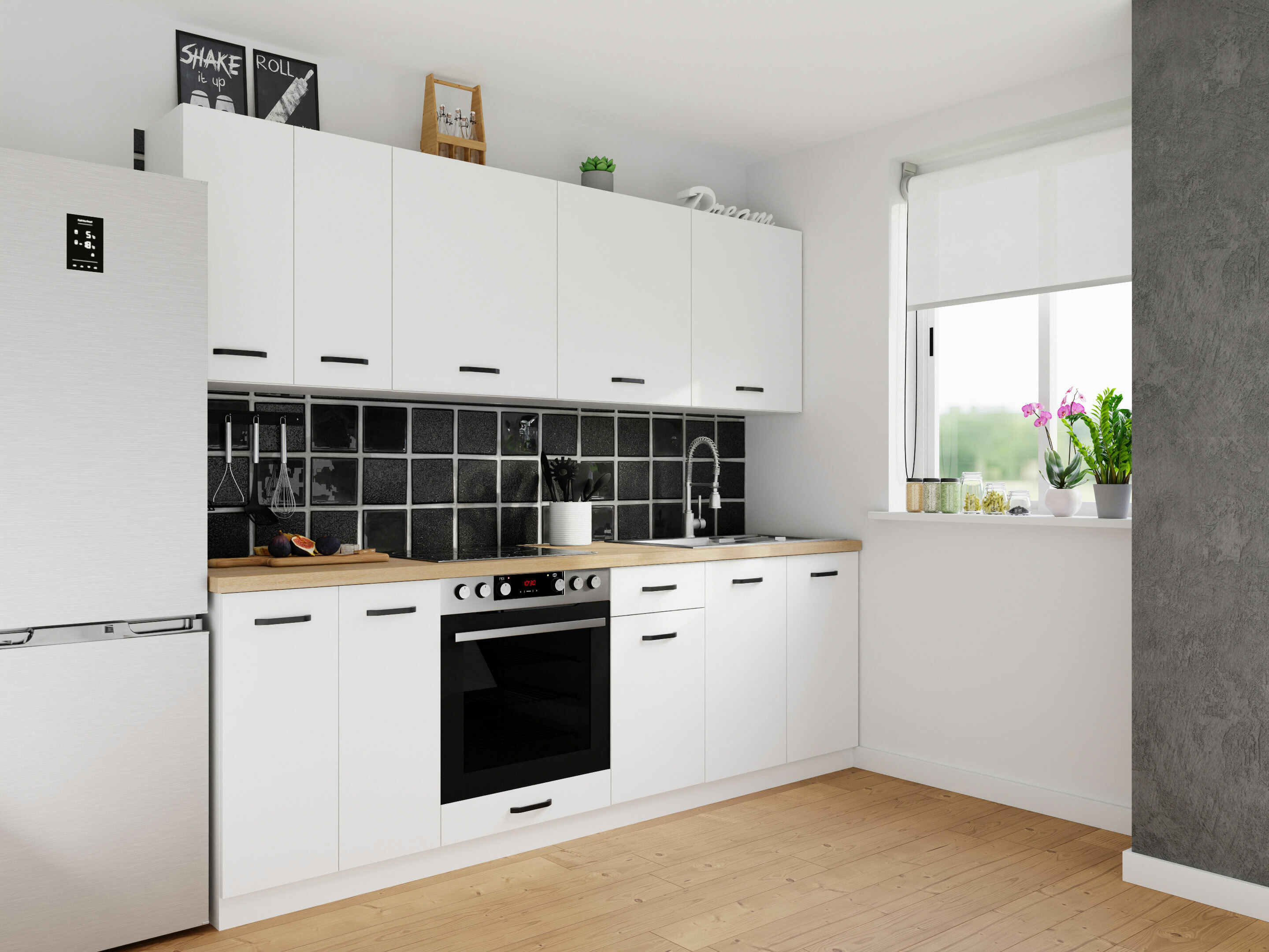 Модулен окачен шкаф със стойка за съдове Top White 154