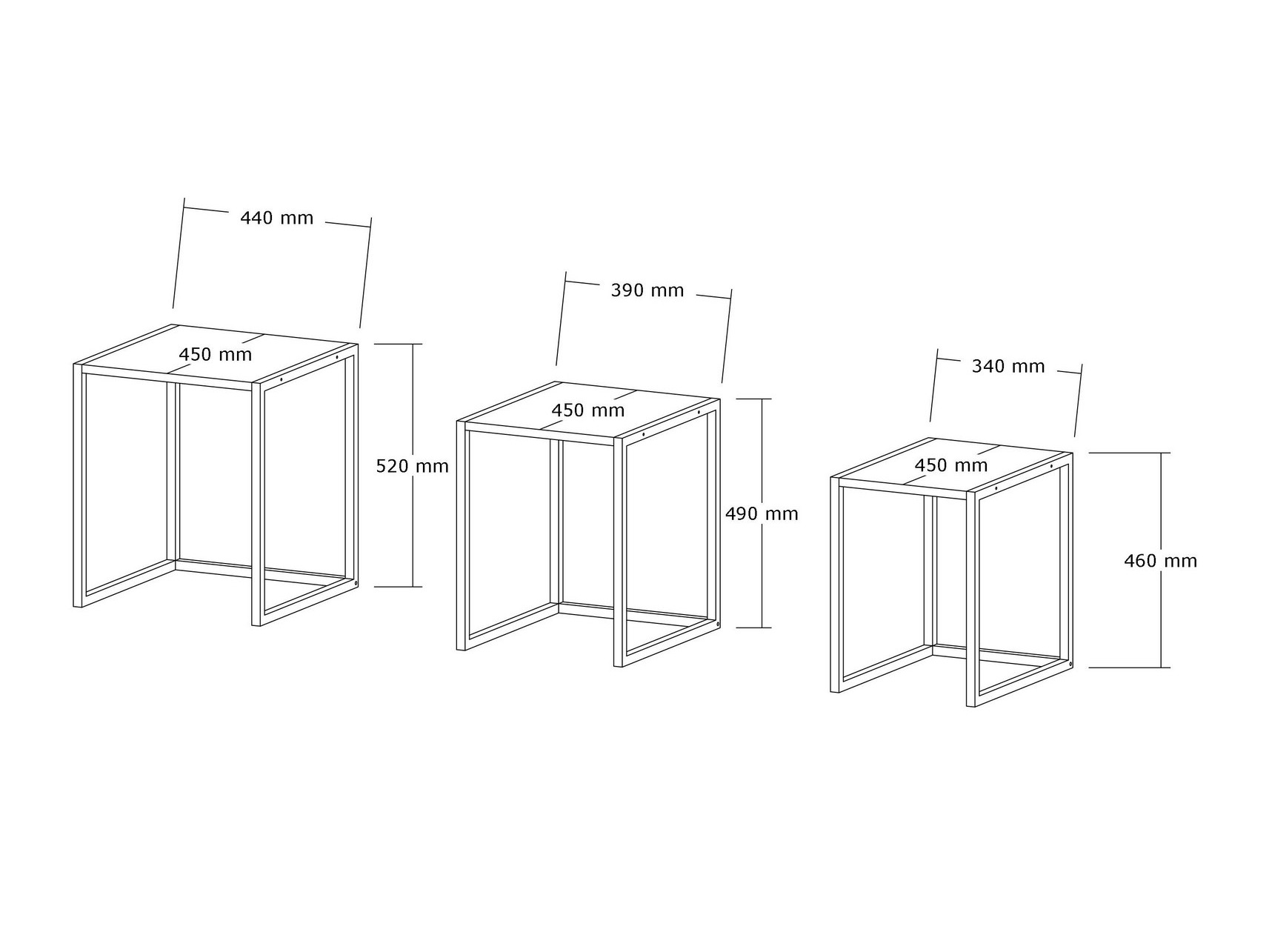Комплект помощни маси Kailua 2721 (Черен + Антрацит)