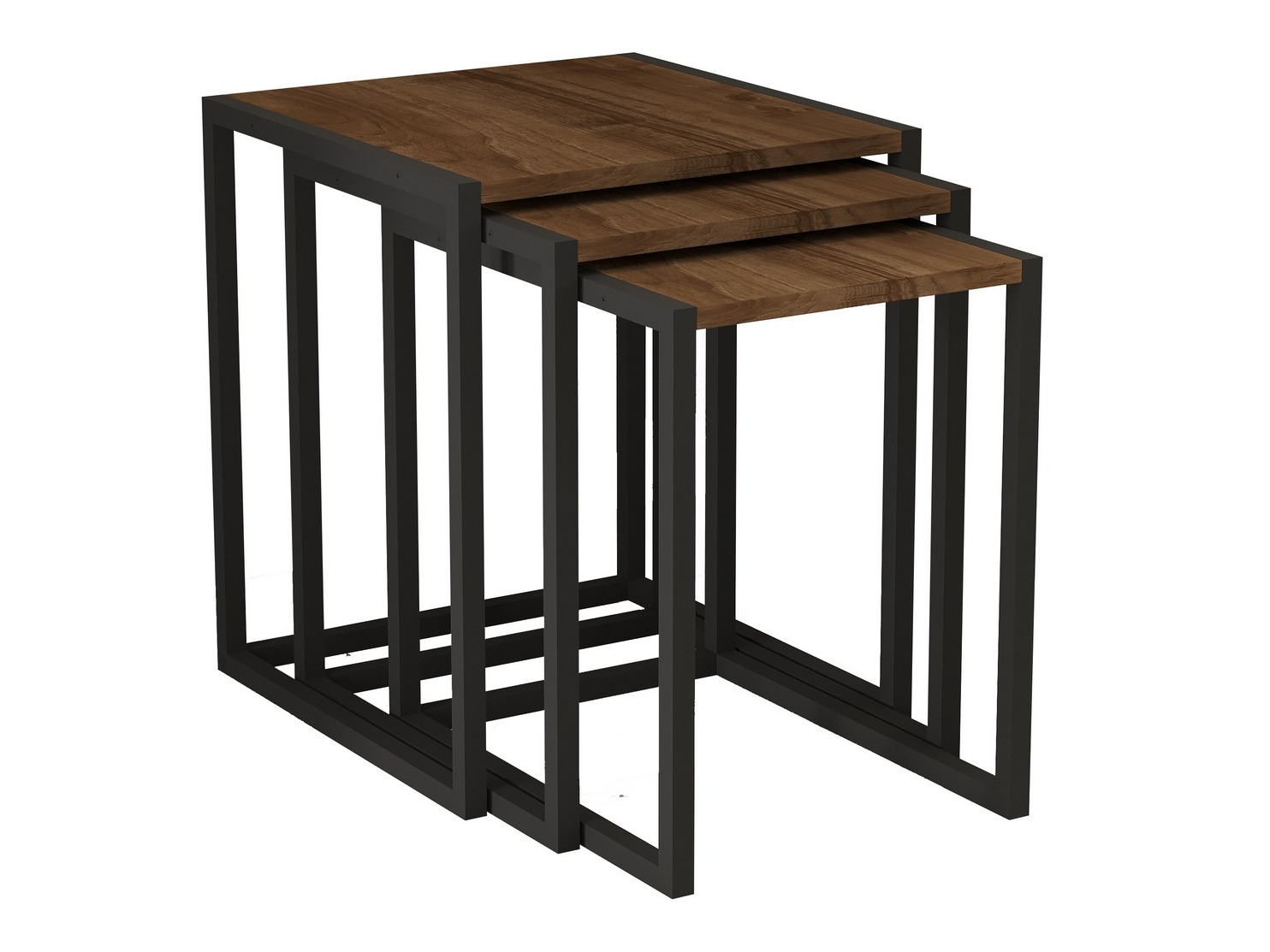 Комплект помощни маси Kailua 2721 (Черен + Орех)