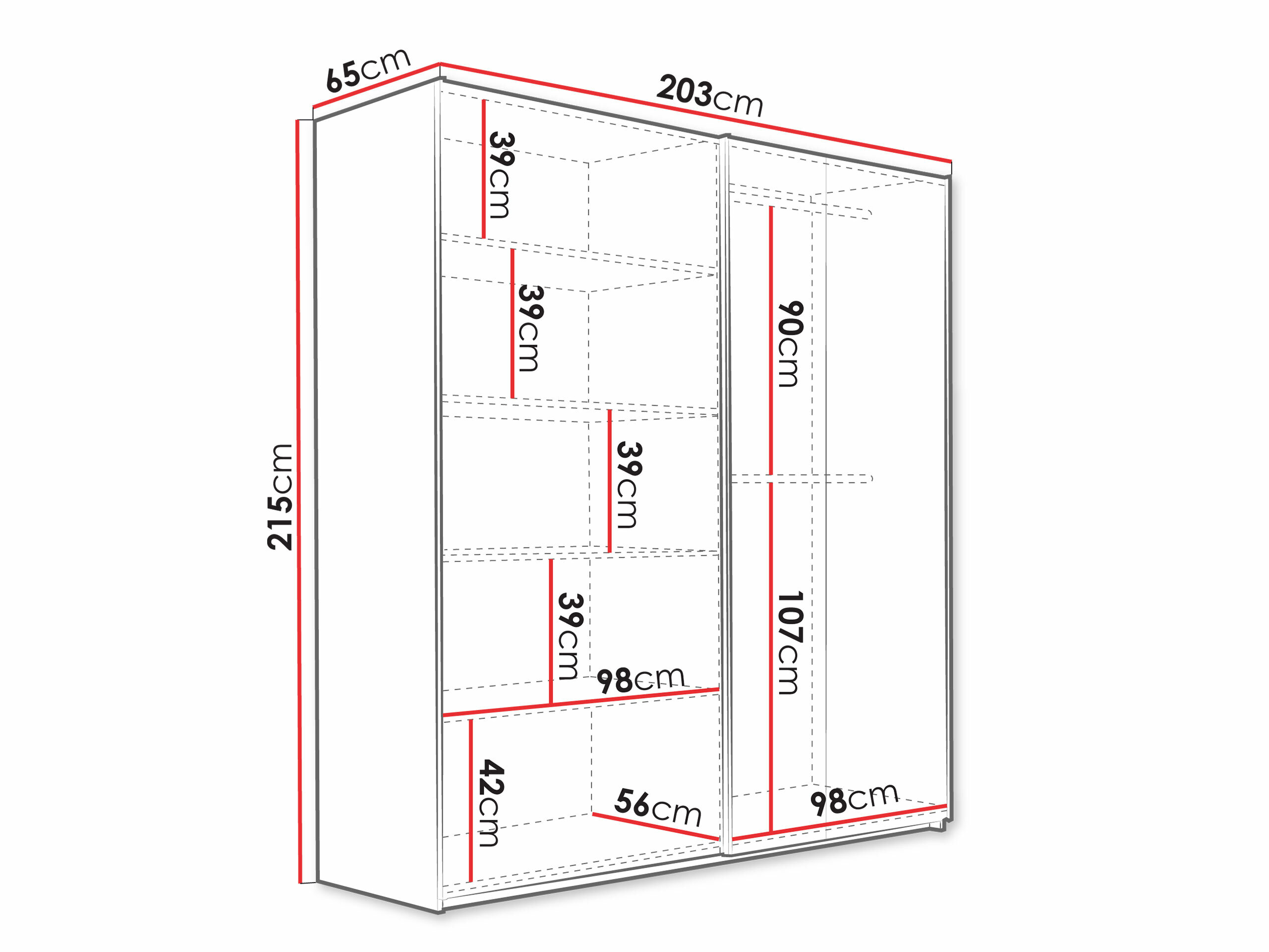 Гардероб Honolulu 253 (Бял + Дъб уотан)
