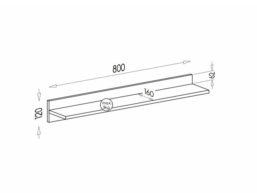 Стенна етажерка Elmenou 104 (Антрацит)