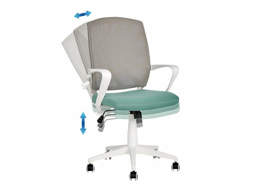 Офис стол Berwyn 431 (Сив + Тюркоаз + Бял)