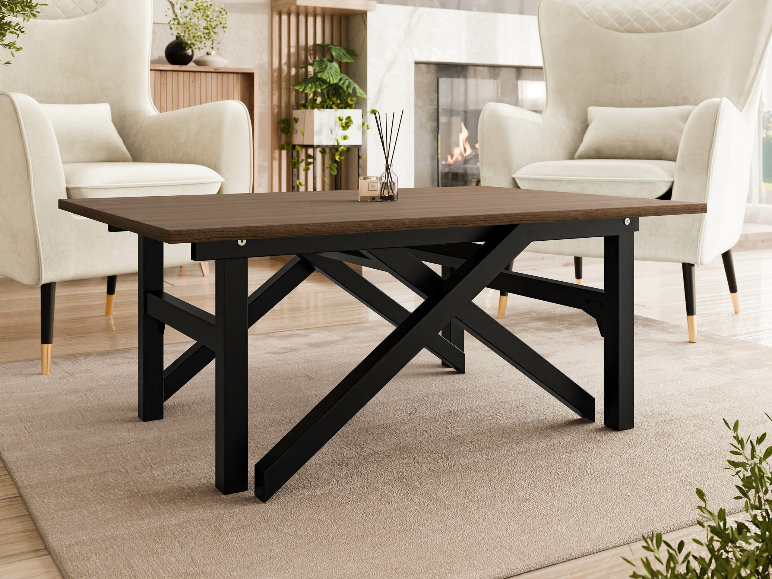 Трансформираща се масичка за кафе Oswego 151 (Орех + Черен)