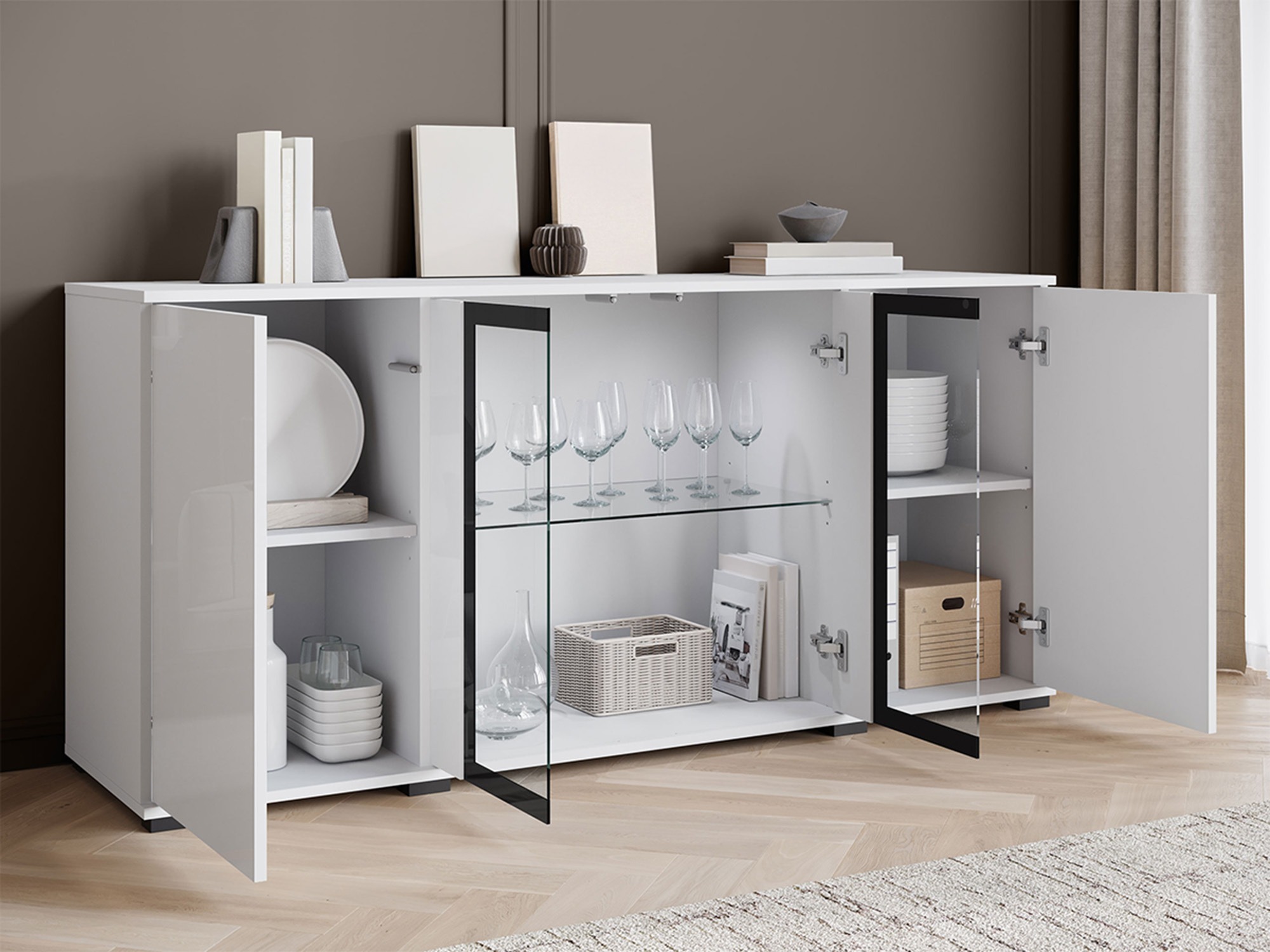 Шкаф Torcame 102 (Дъб уотан + Бял гланц)