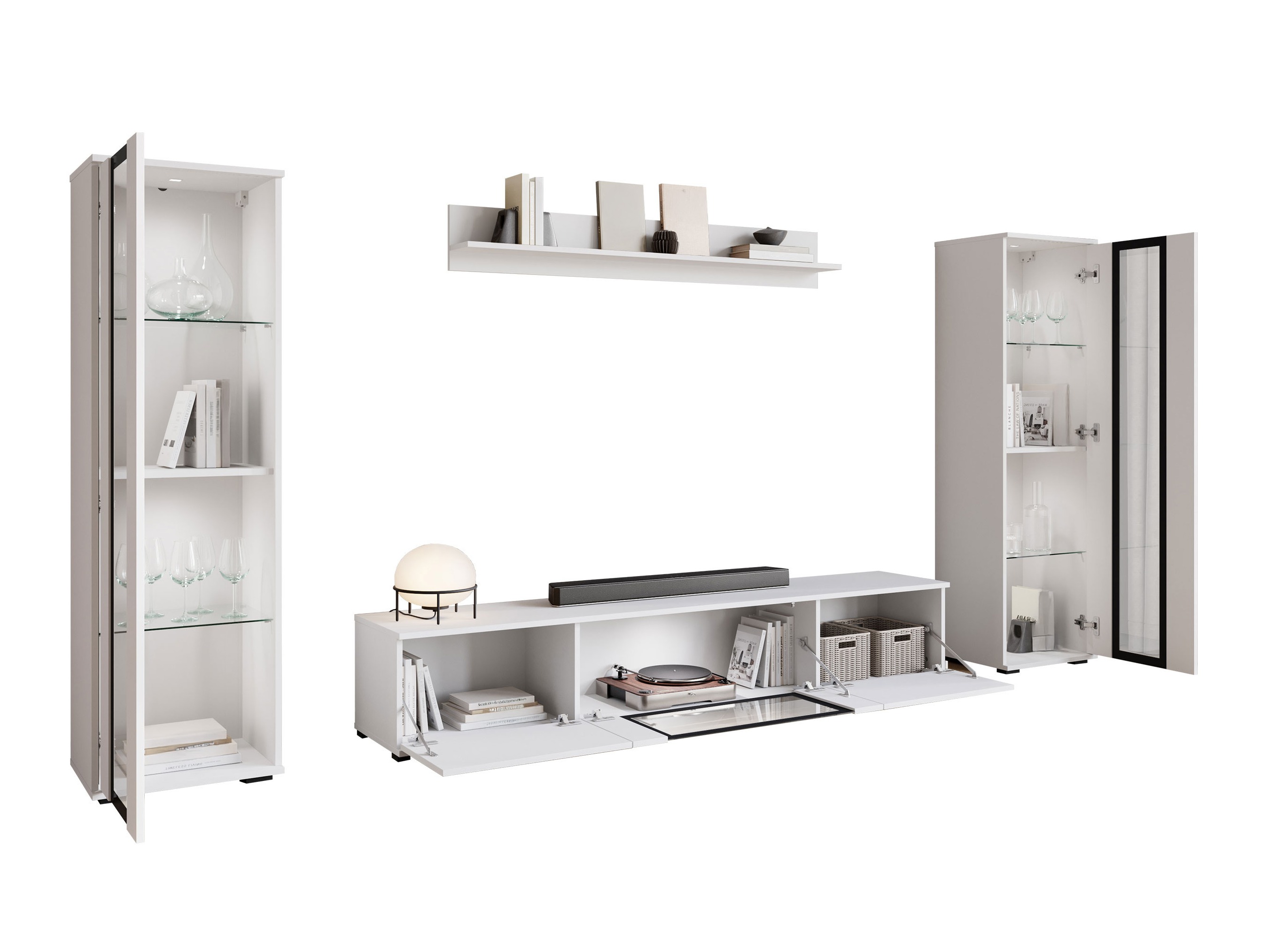 Комплект за хол Torcame 103 (Бял + Бял гланц)