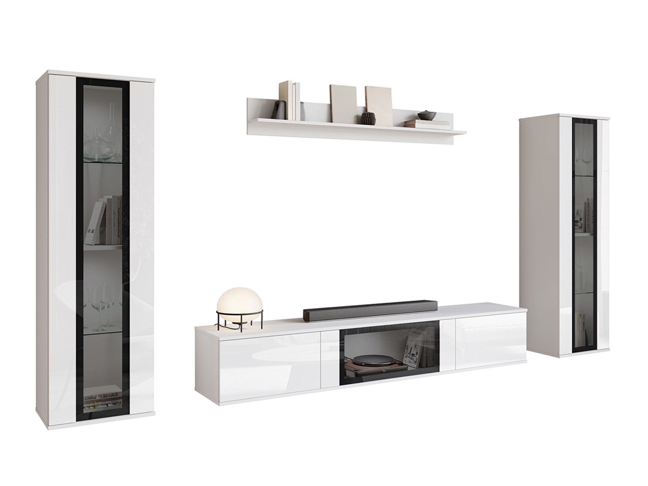 Комплект за хол Torcame 103 (Бял + Бял гланц)