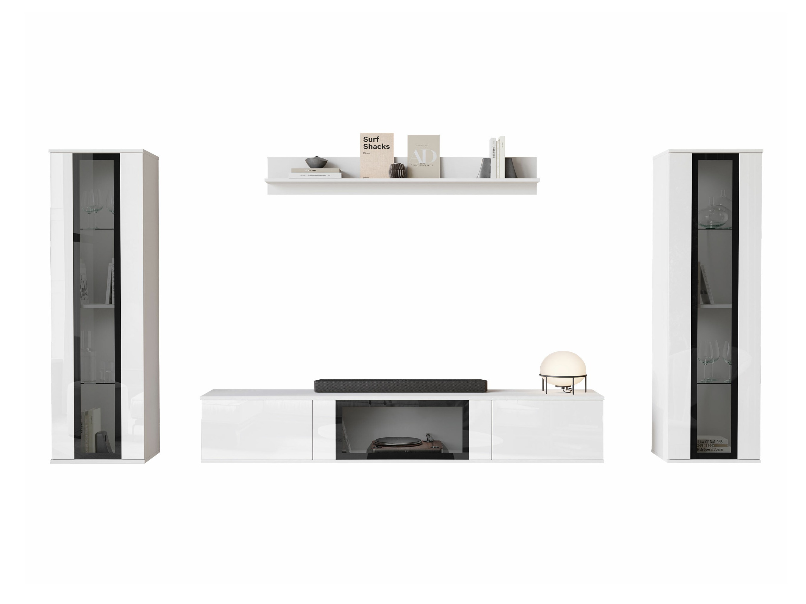 Комплект за хол Torcame 103 (Бял + Бял гланц)