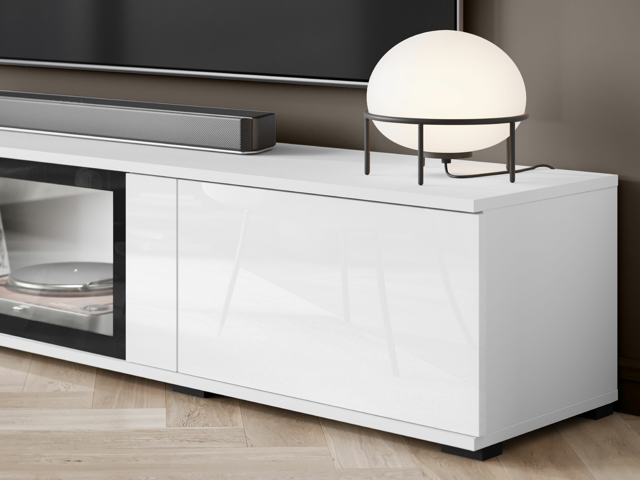 Комплект за хол Torcame 103 (Бял + Бял гланц)