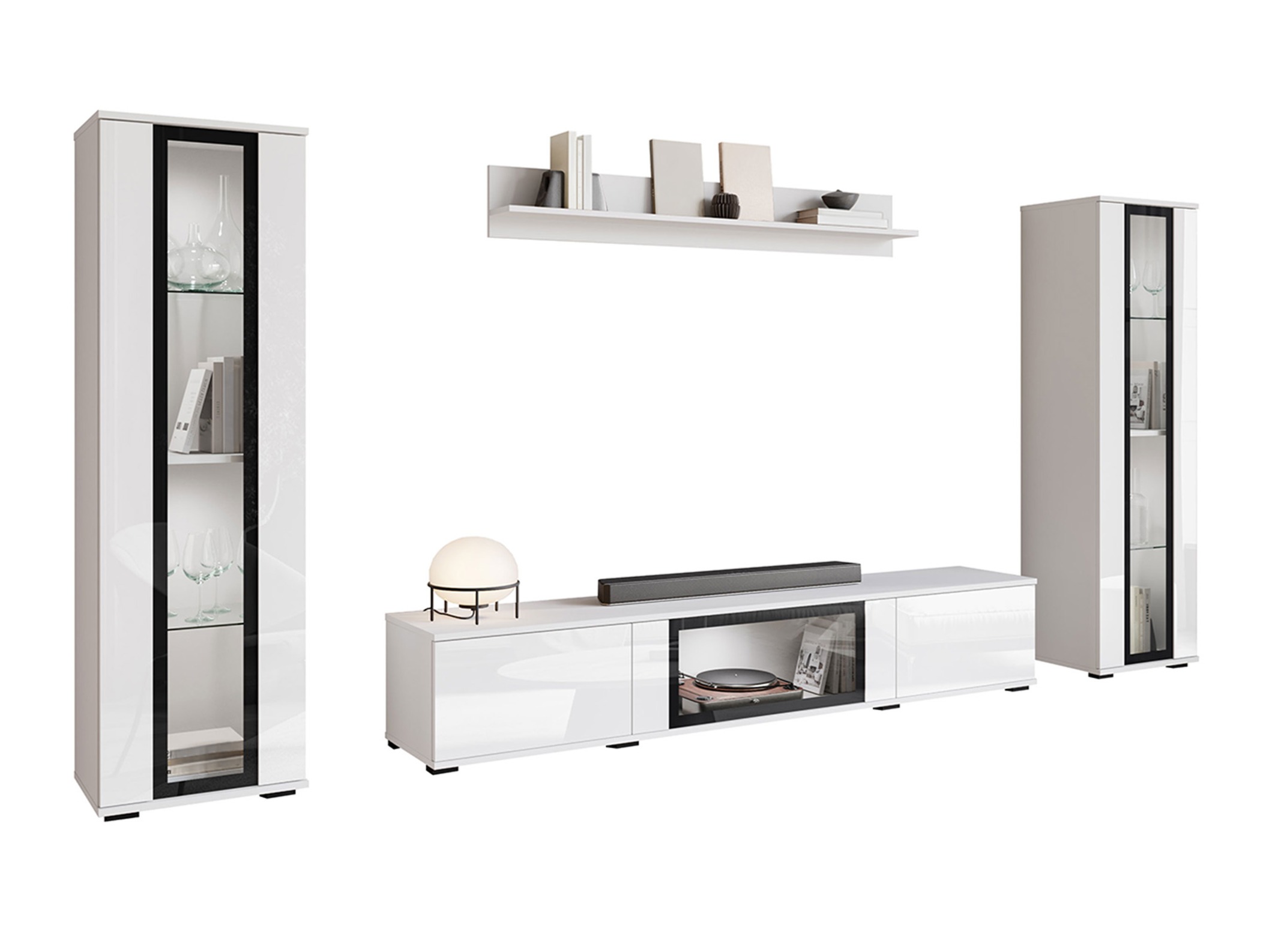 Комплект за хол Torcame 103 (Бял + Бял гланц)