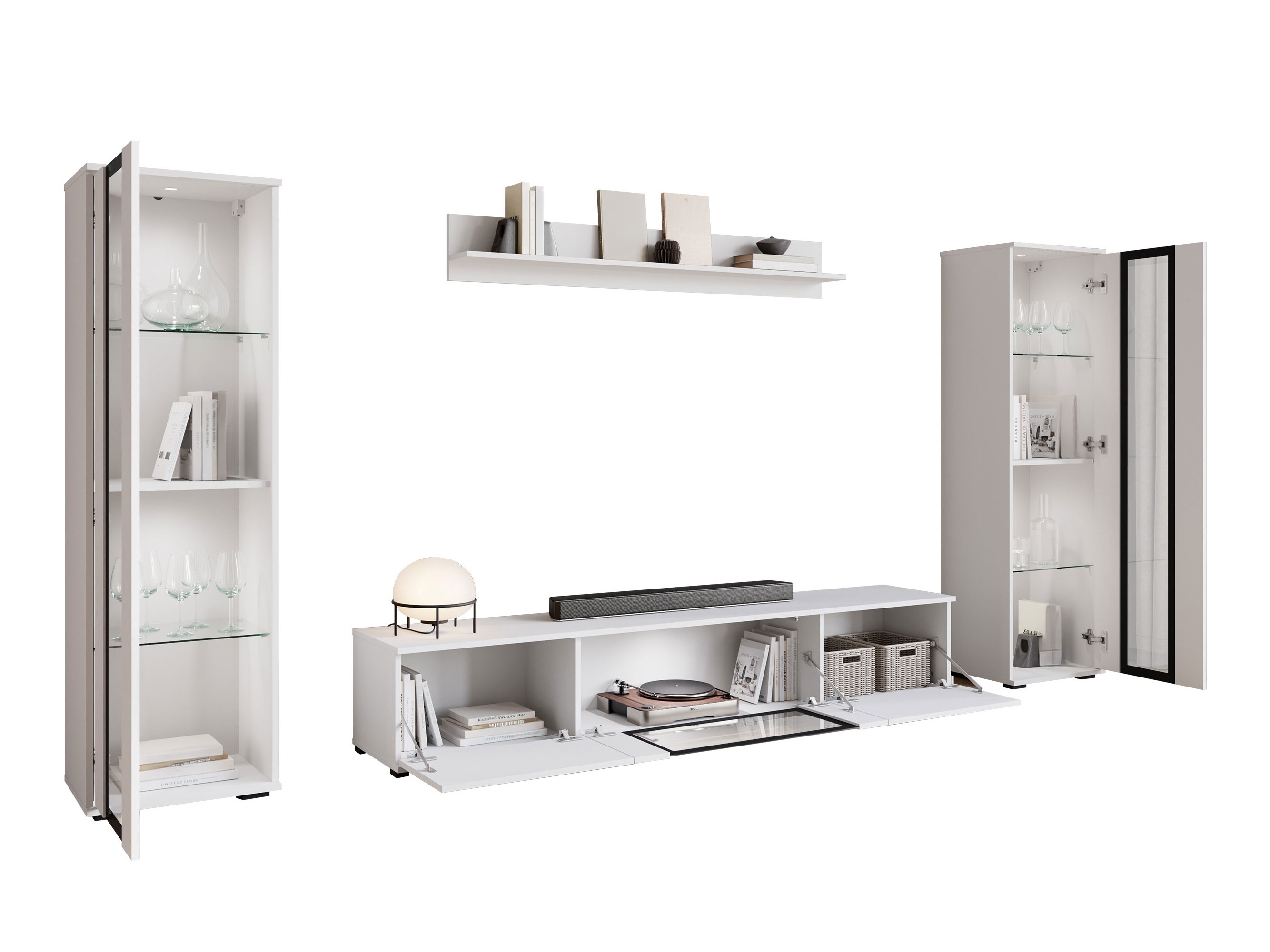 Комплект за хол Torcame 103 (Дъб уотан + Бял гланц)