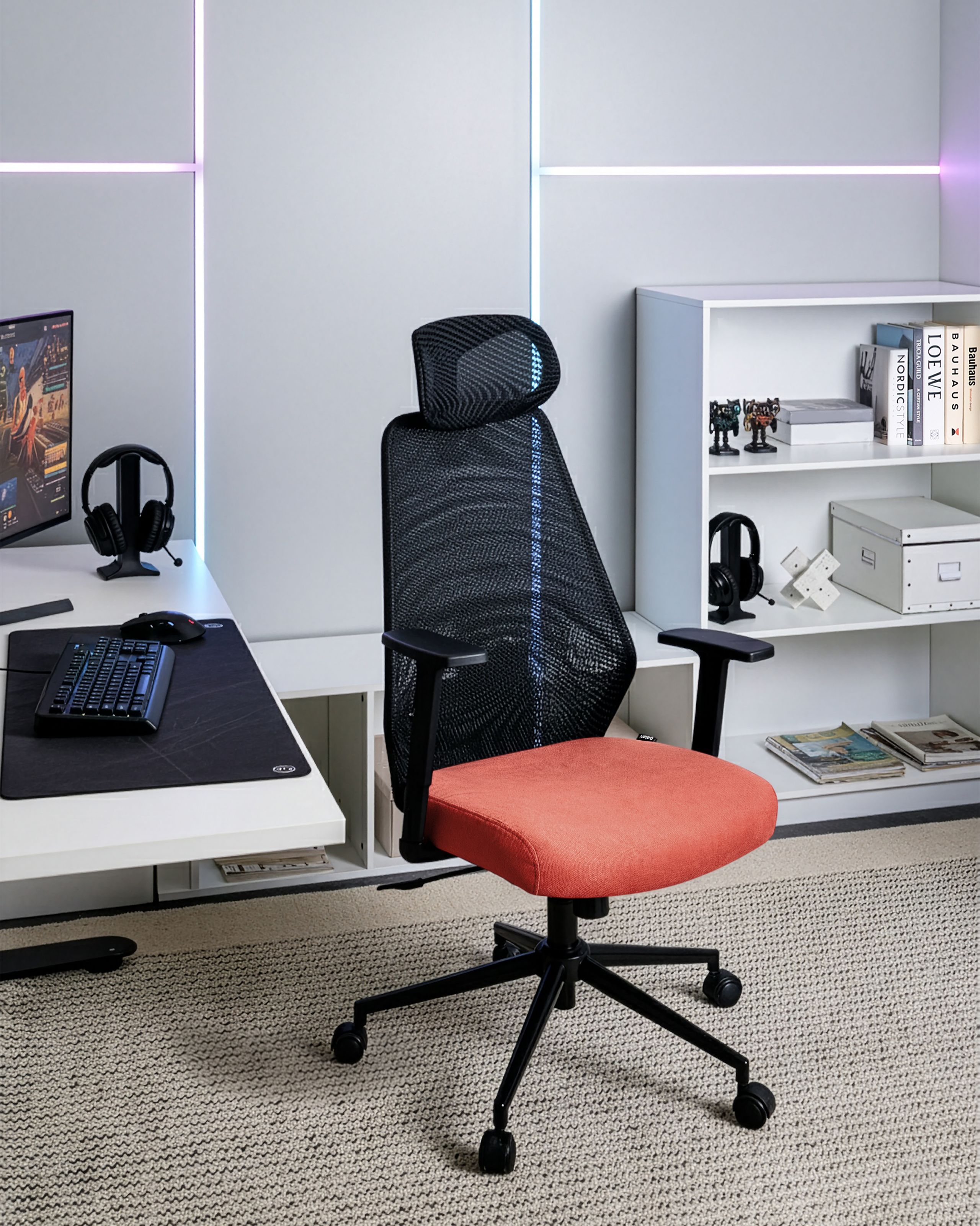 Офис стол Berwyn 2967 (Черен + Червен)