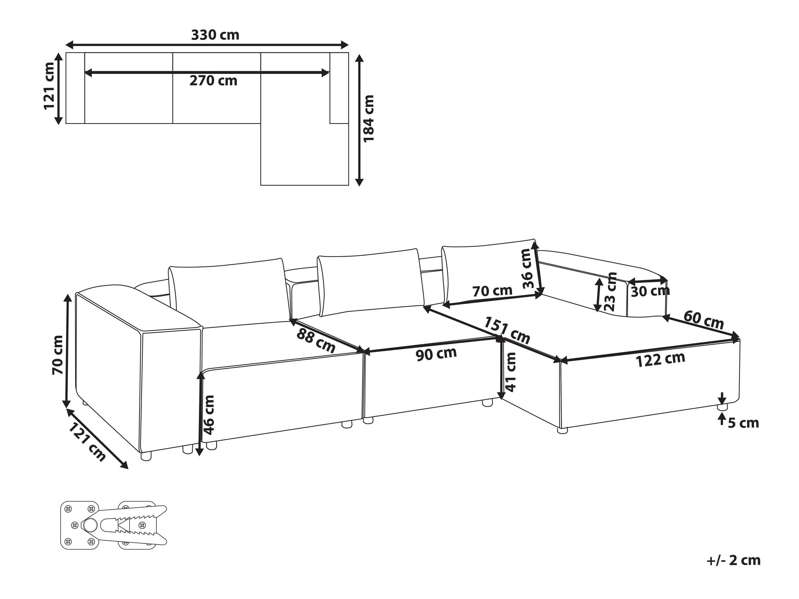Модулен ъглов диван Avialu 100 (Сив)