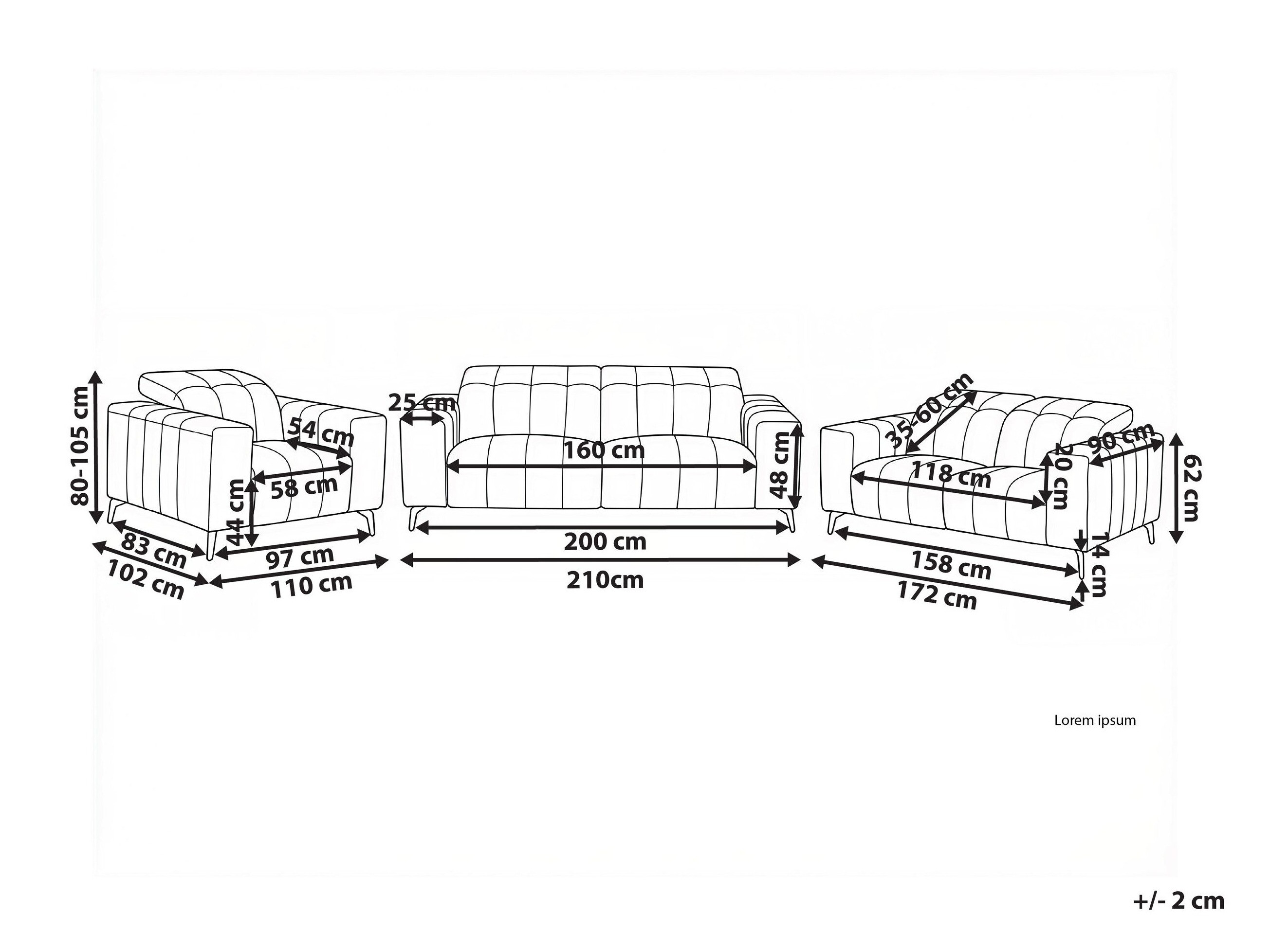 Комплект мека мебел Berwyn 2948 (Светло бежово)