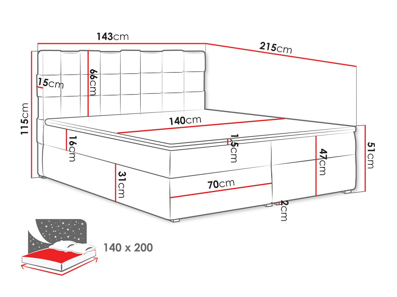 Континентално легло Pomona 117 (Kronos 09)