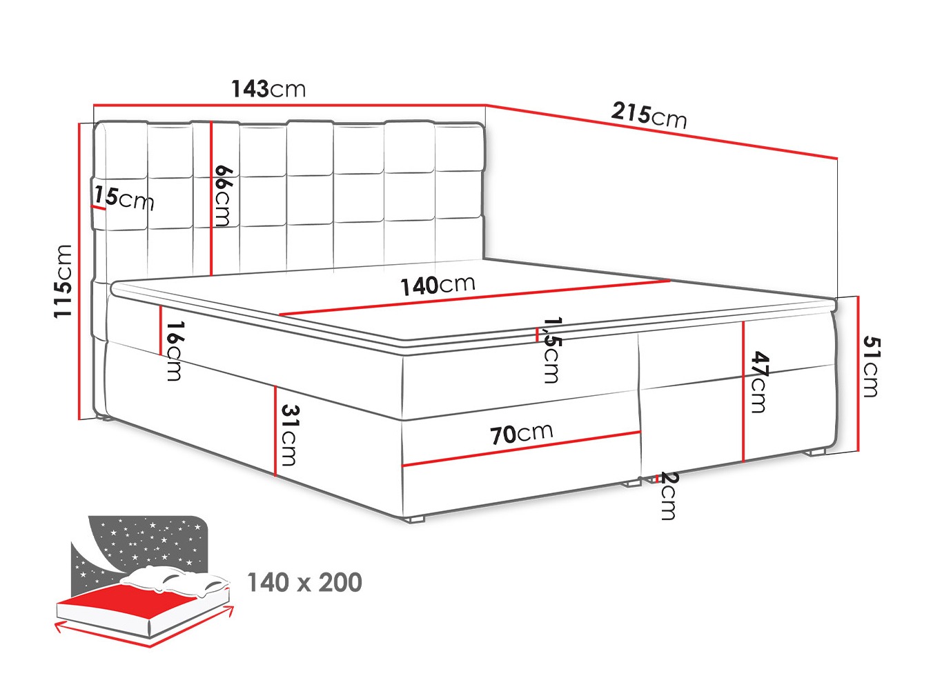 Континентално легло Pomona 117 (Kronos 19)