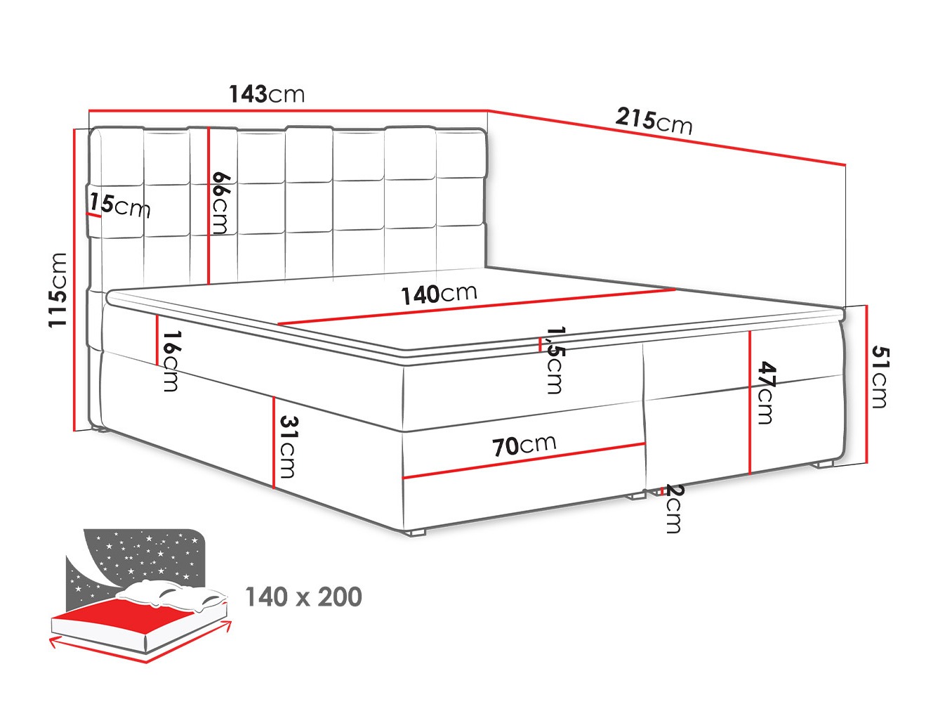Континентално легло Pomona 117 (Paros 05)