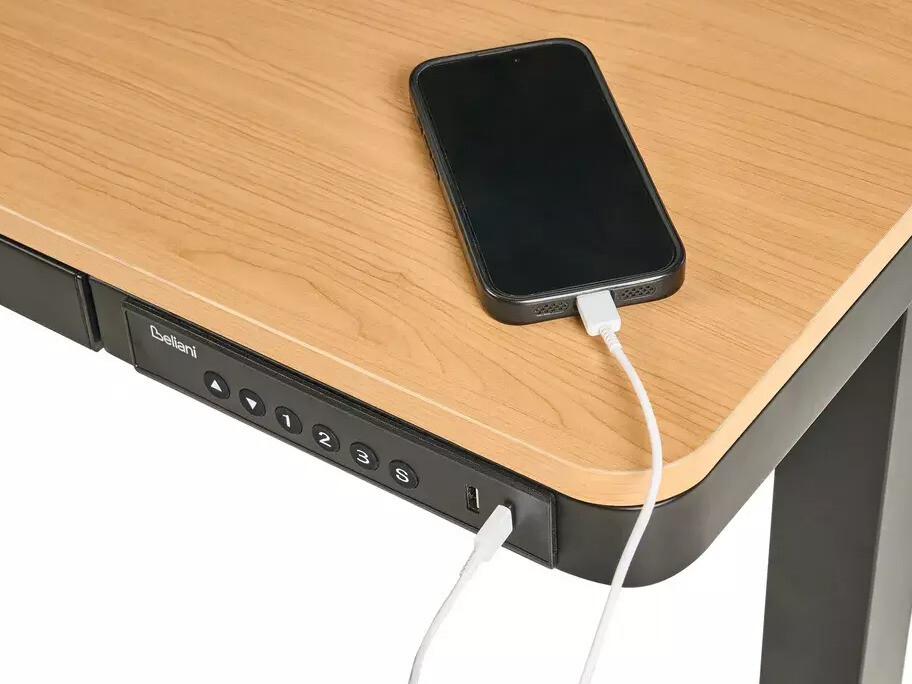 Офис бюро с регулируема височина Berwyn 2994 (Черен + Светлокафяво)